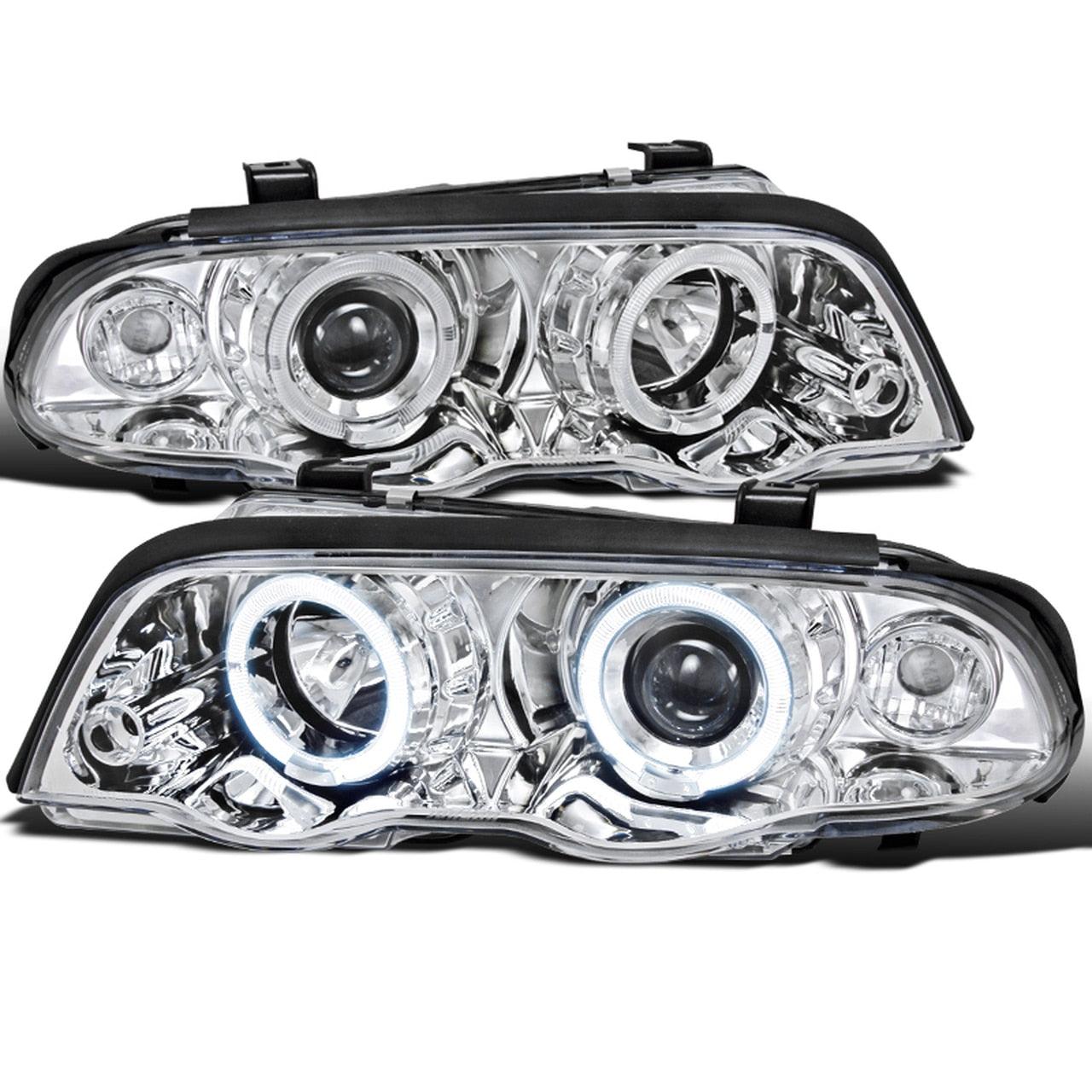 Spec-D Projector Headlights BMW 323i 325i 328i 330i E46 Sedan (99-01) Dual Halo LED - Black or Chrome