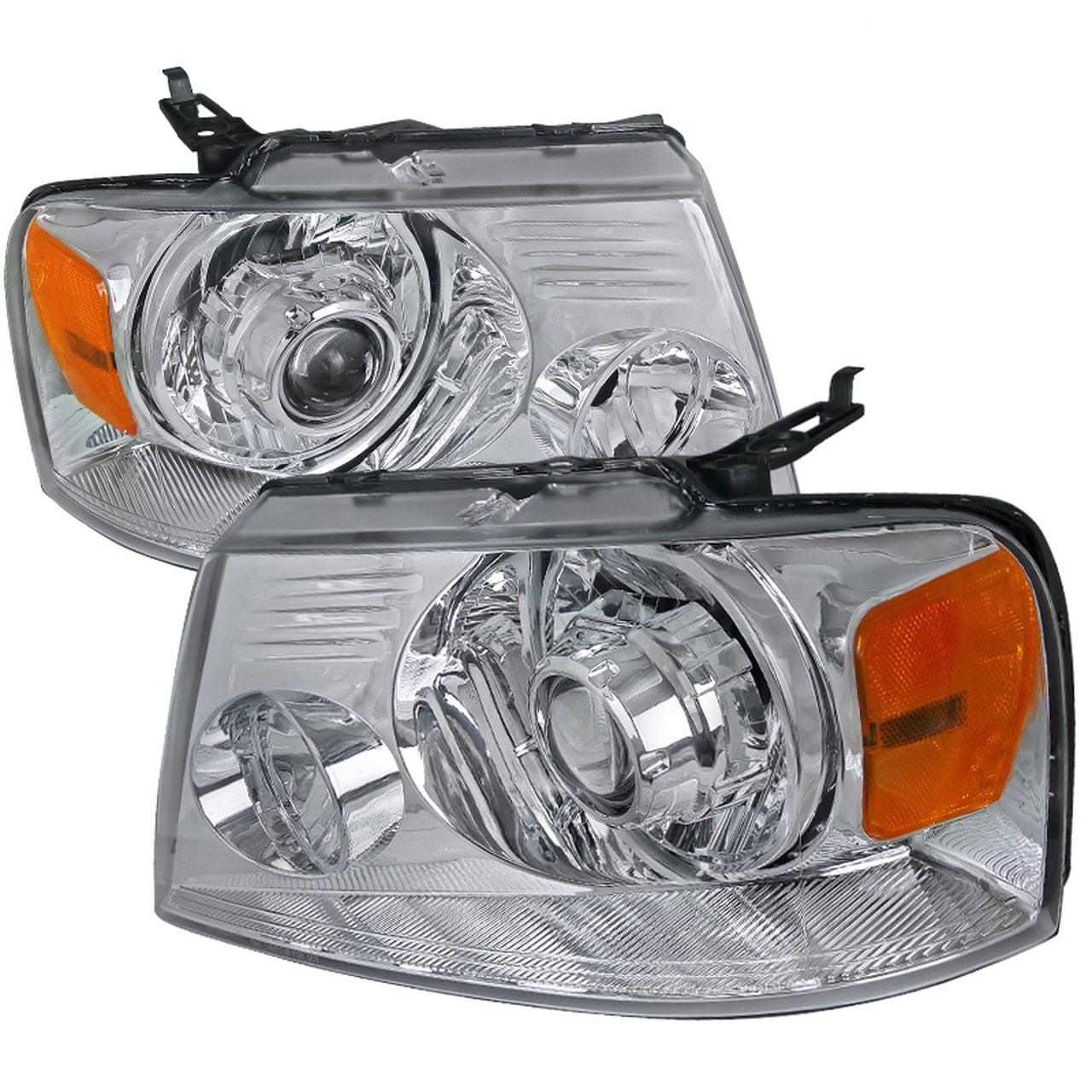Spec-D Projector Headlights Ford F150 (04-08) Mark LT (06-08) Halo Black / Smoked / Chrome
