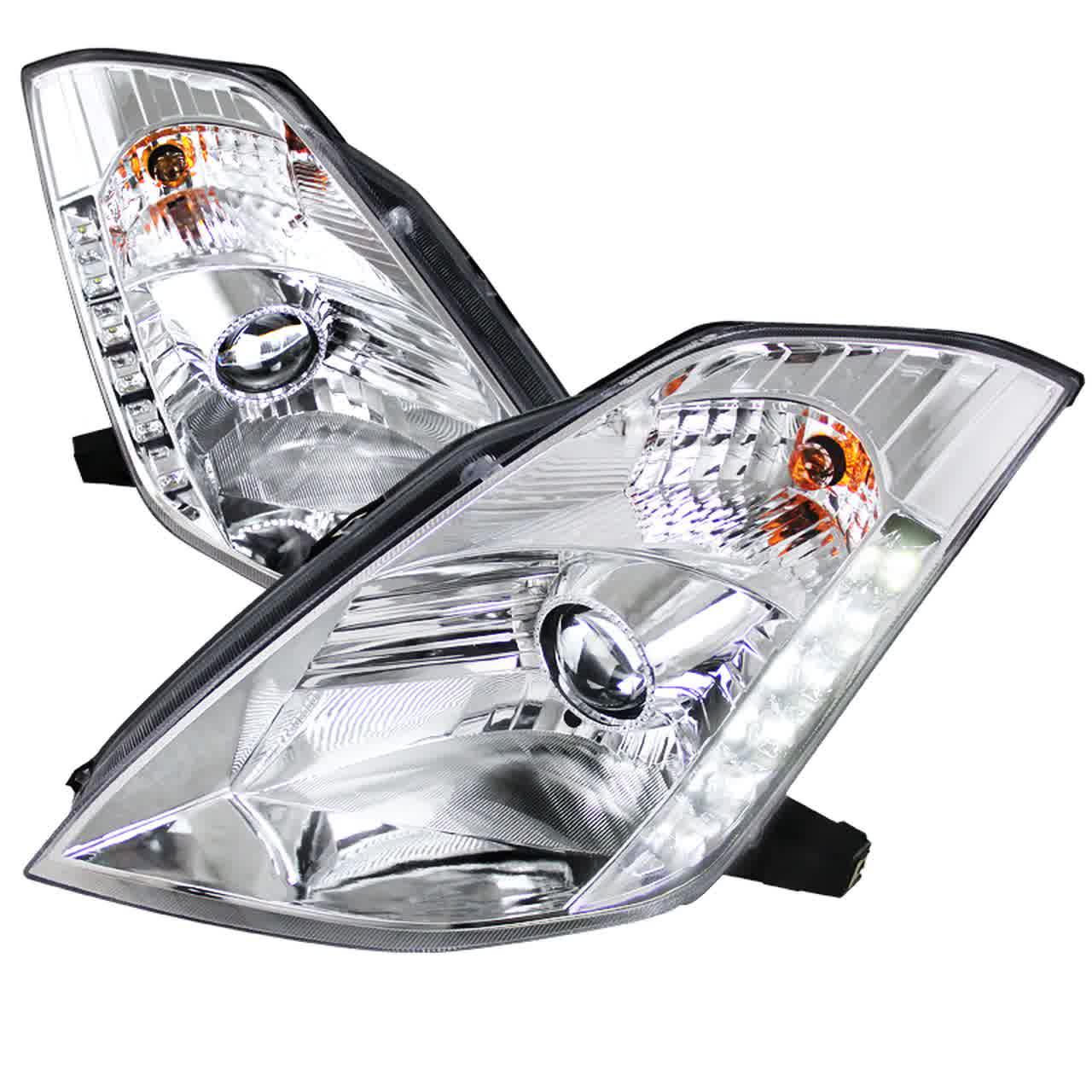 Nissan 350Z SMD LED Strip with HID Black or Chrome Projector Headlights (2003-2005) - K2 Industries