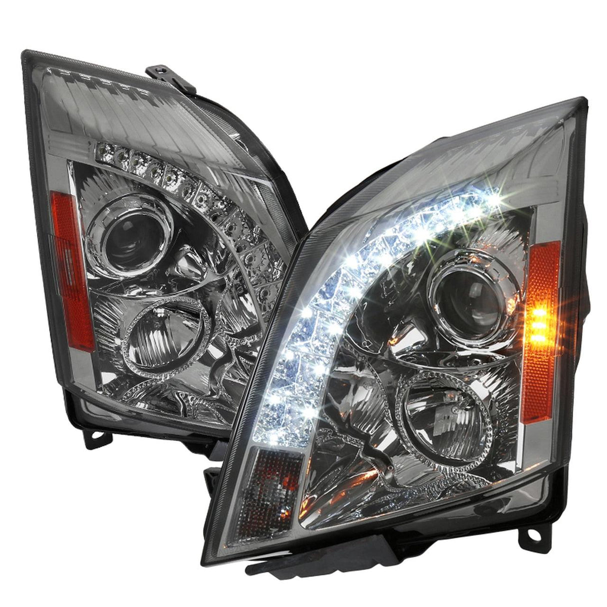 Spec-D Projector Headlights Cadillac CTS (2008-2014) w/ LED Strip - Black or Chrome