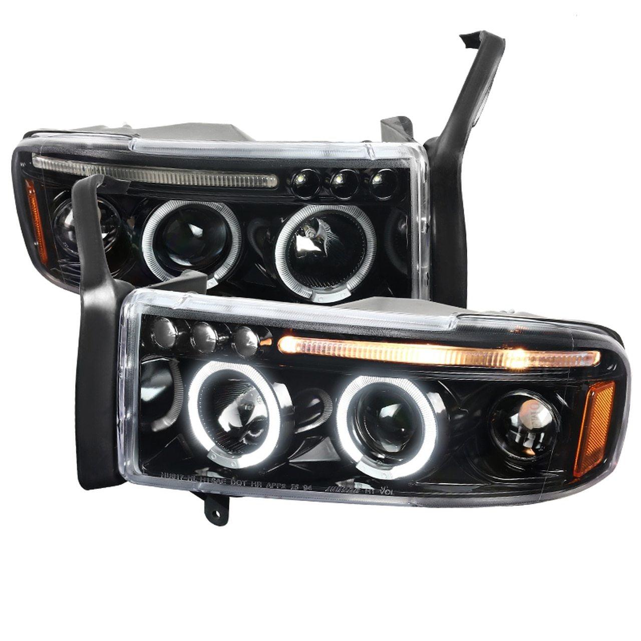 Spec-D Projector Headlights Dodge Ram (94-01) Dual LED Halo - Black or Chrome