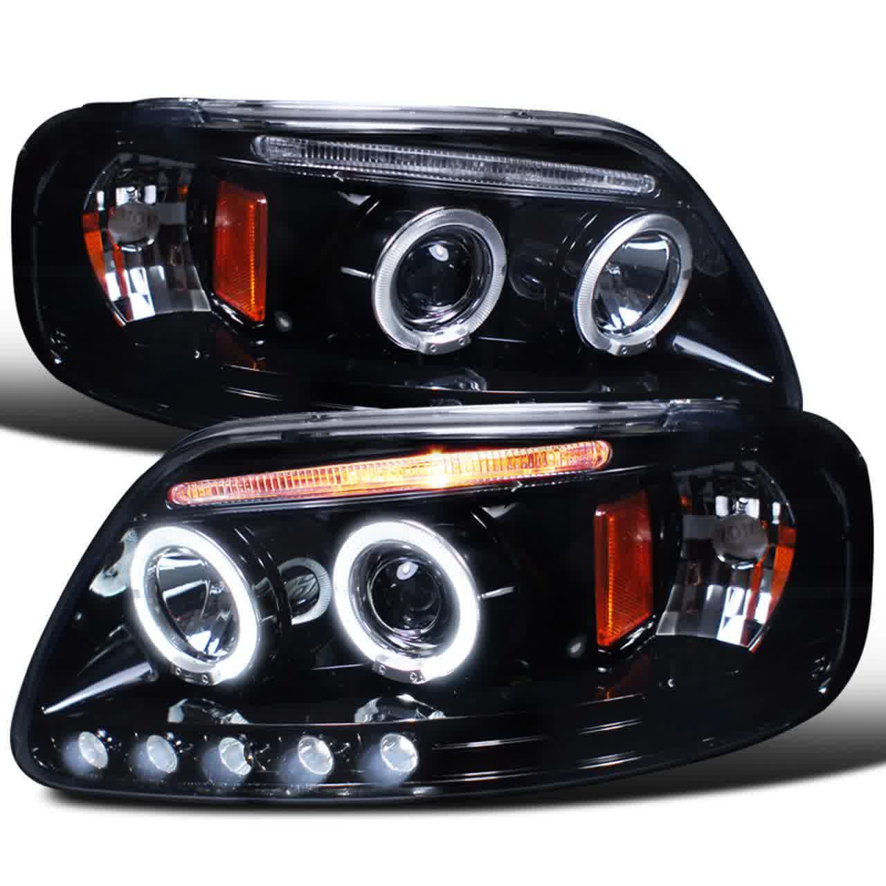 Spec-D Projector Headlights Ford F150 (97-03) Expedition (97-02) Halo w/ LED Accents - Black or Chrome