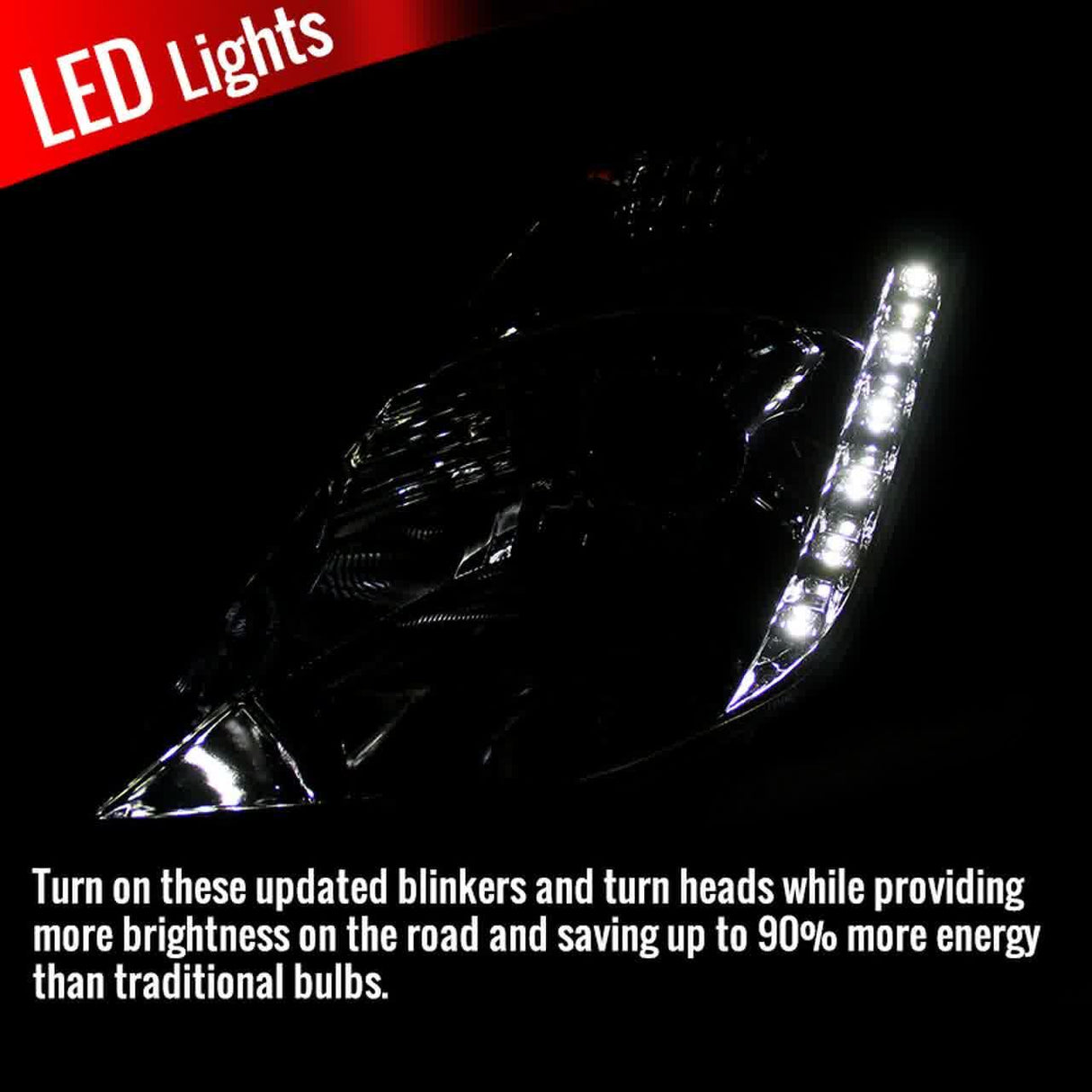 Nissan 350Z SMD LED Strip with HID Black or Chrome Projector Headlights (2003-2005) - K2 Industries