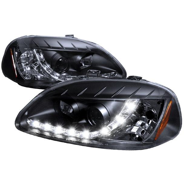 Spec-D Projector Headlights Honda Civic EK (96-98) R8 LED Style - Black or Smoke