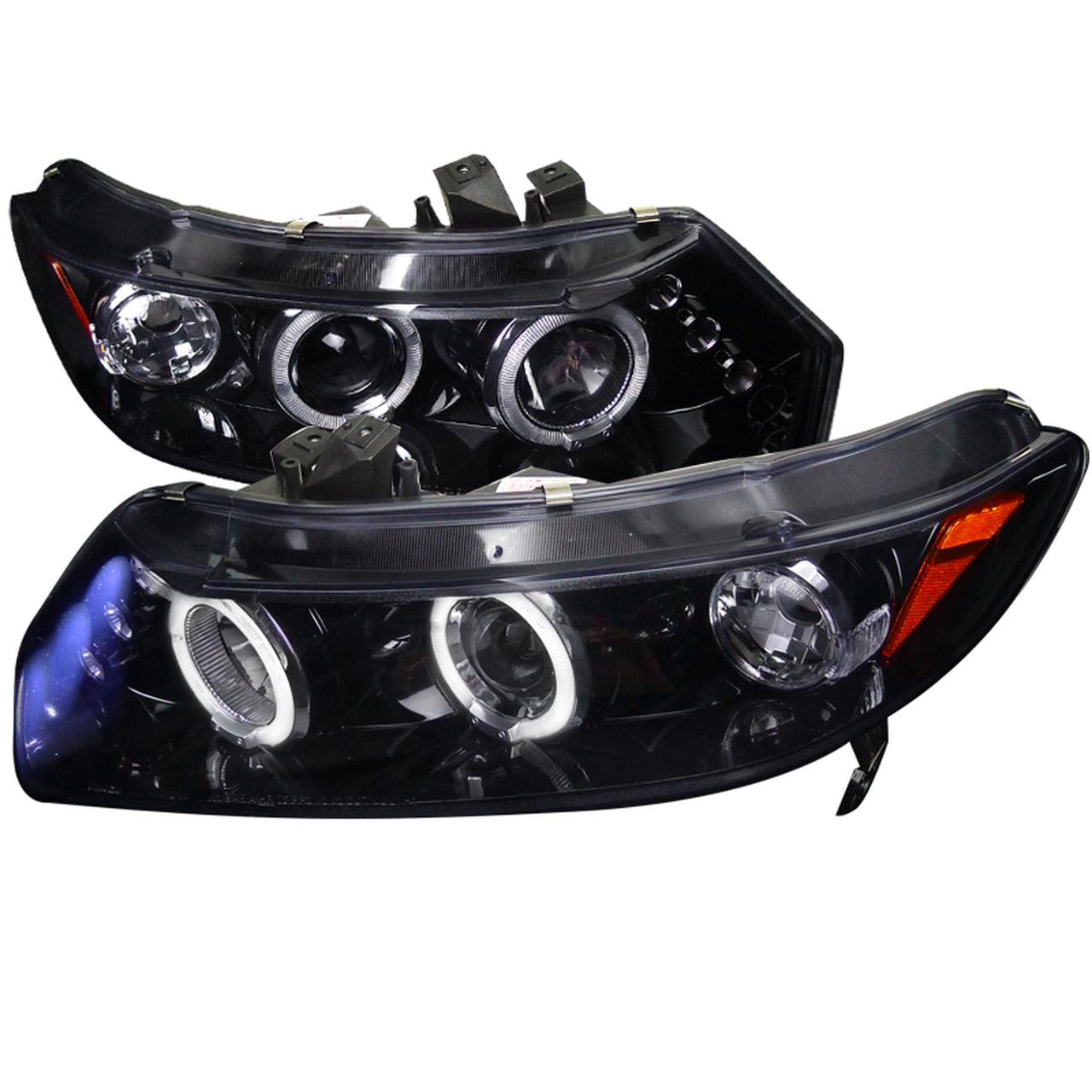 Spec-D Projector Headlights Honda Civic Coupe (06-11) Dual LED Halo - Black or Chrome