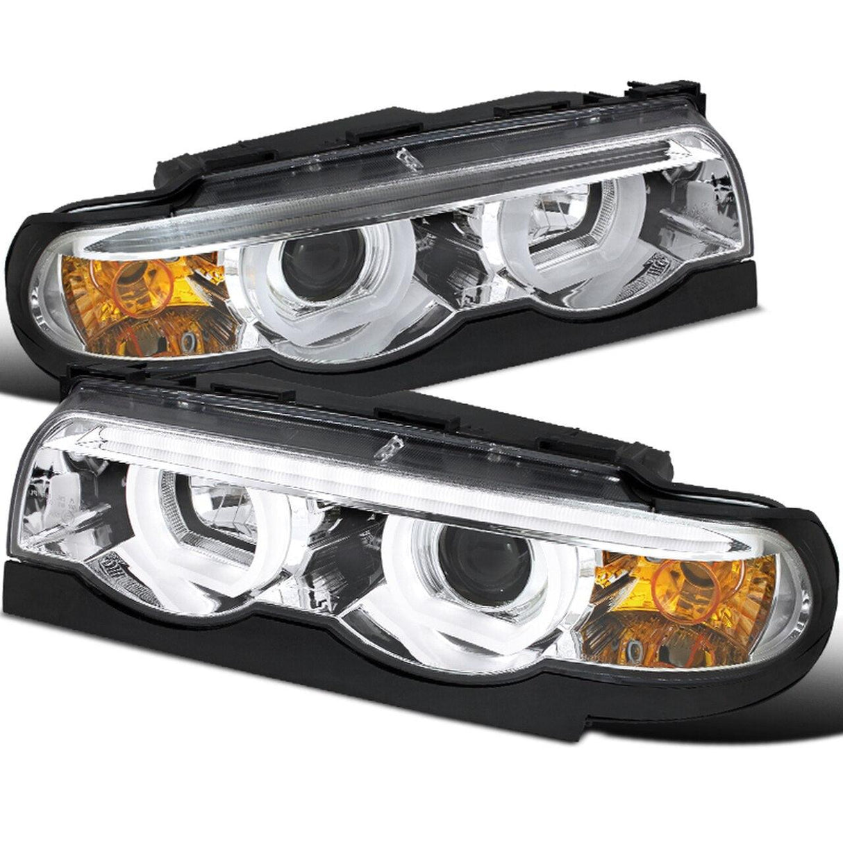 Spec-D Projector Headlights BMW 735i 740i 750i E38 (95-01) Dual Halo LED - Black or Chrome