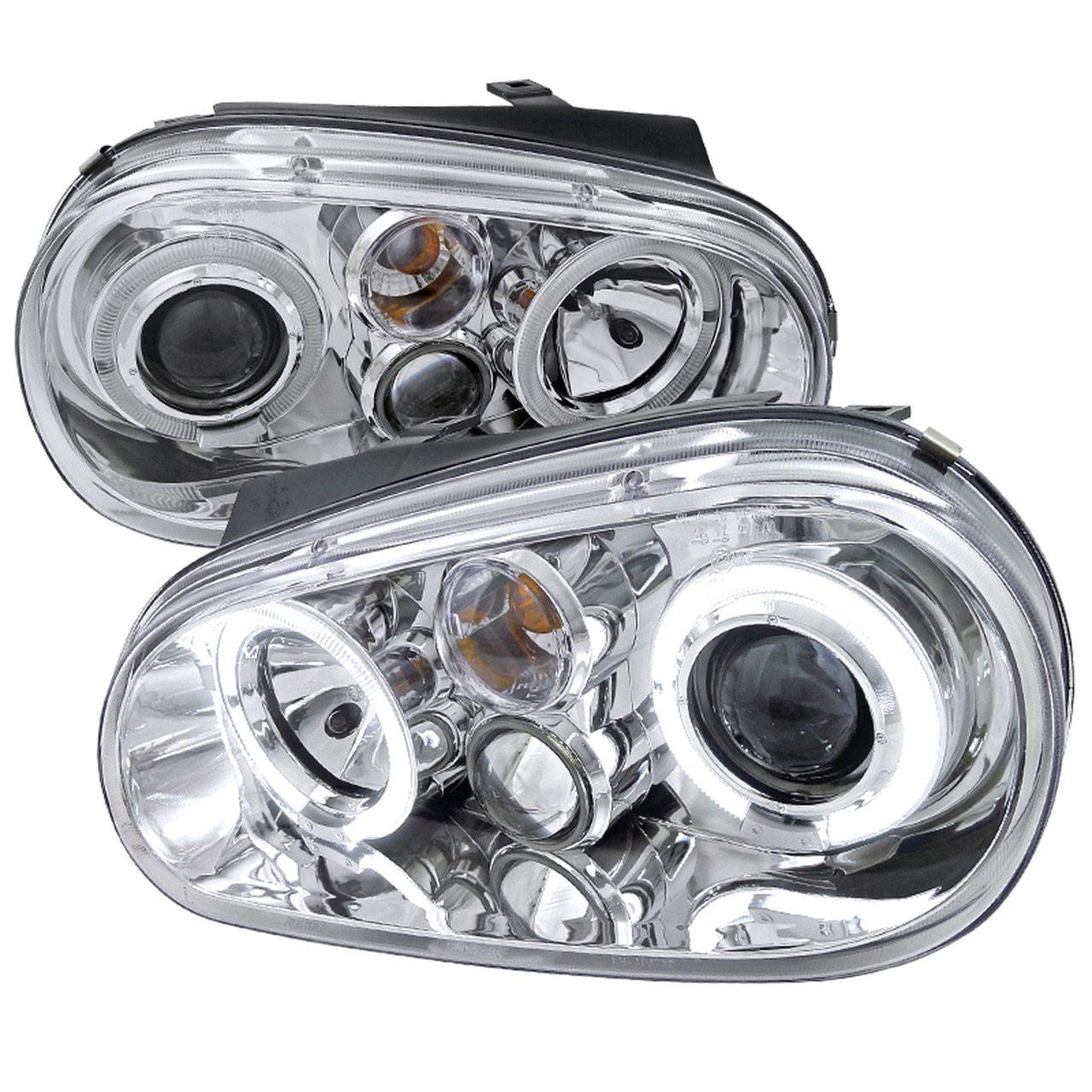 Spec-D Projector Headlights VW Golf / GTI MK4 (1999-2005) R32 (2004) Halo Black / Chrome