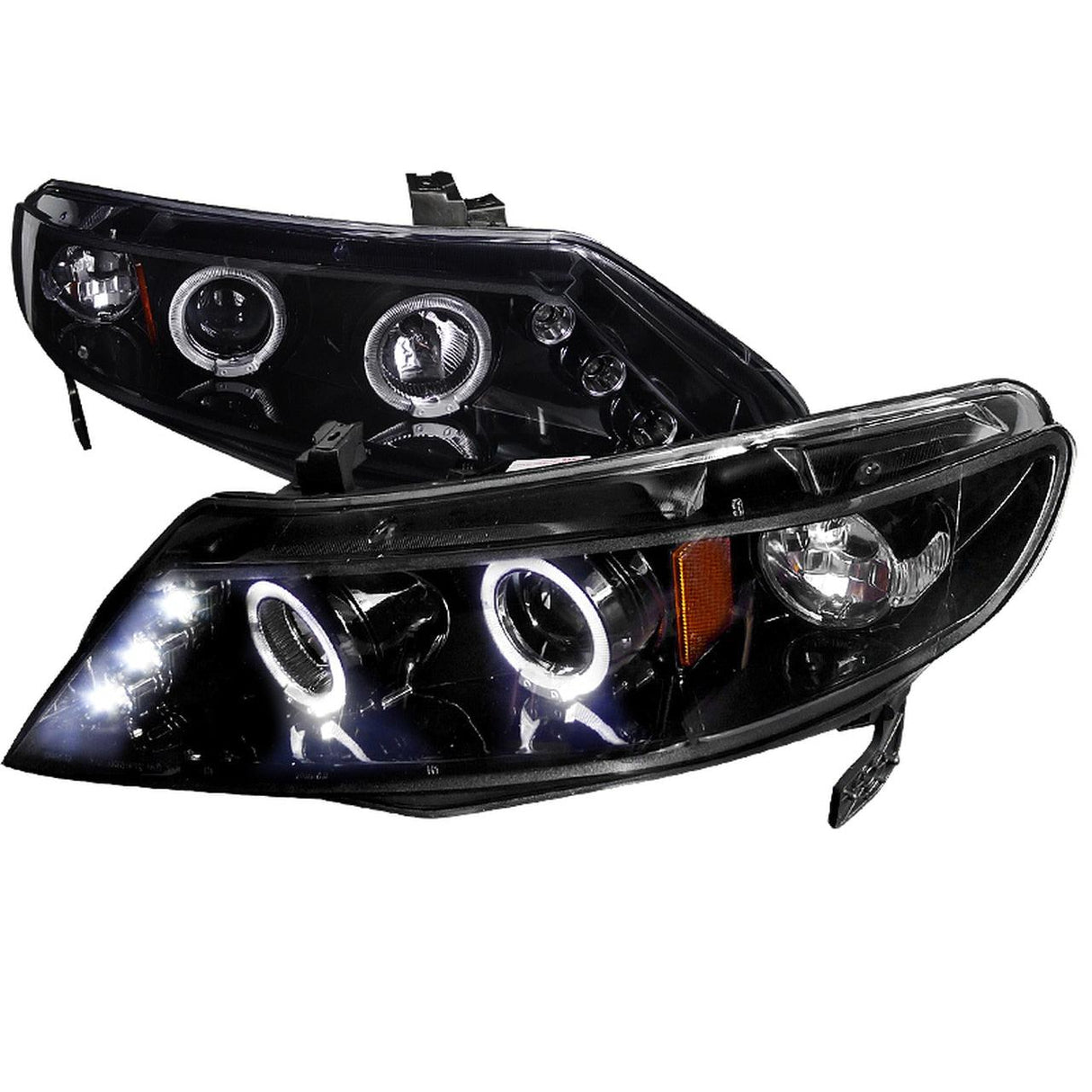Spec-D Projector Headlights Honda Civic Sedan (06-11) Dual Halo or LED Strip - Black or Chrome