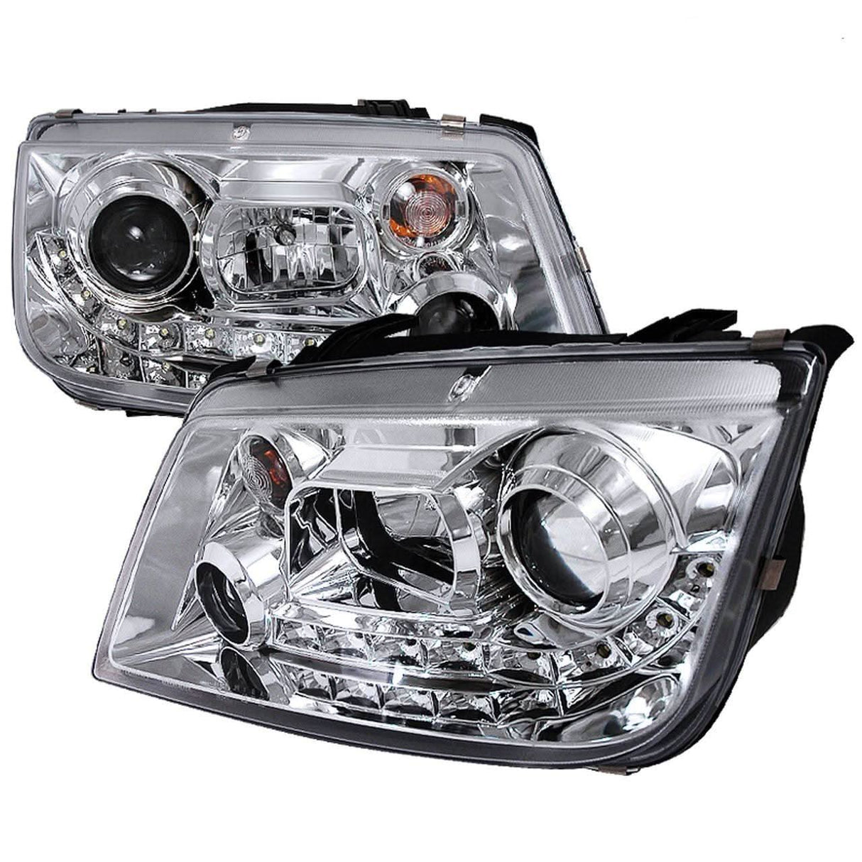 Spec-D Projector Headlights VW Jetta MK4 (99-04) w/ Audi R8 Style LED Strip - Black or Chrome