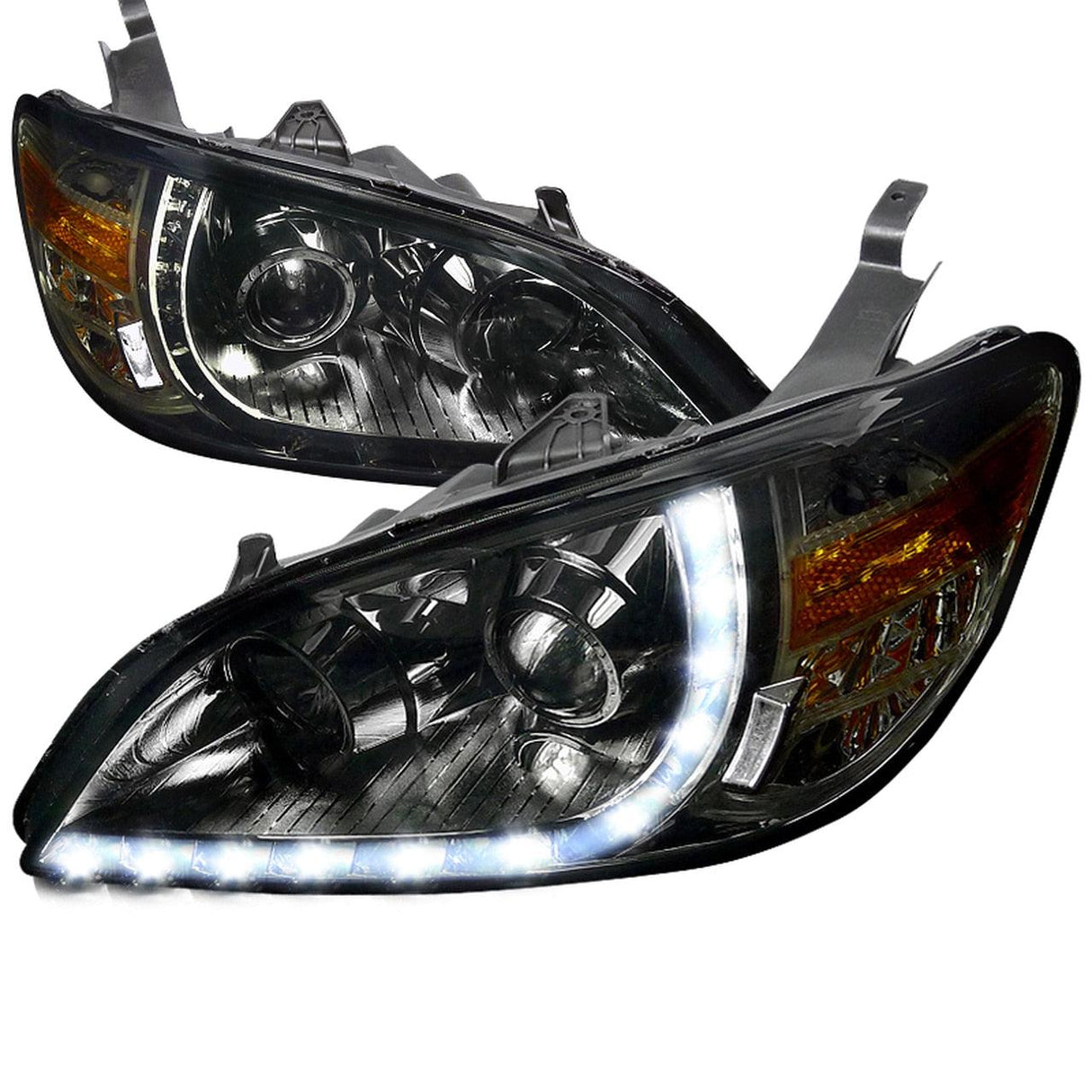 Spec-D Projector Headlights Honda Civic (2004-2005) R8 DRL LED Bar - Black or Chrome