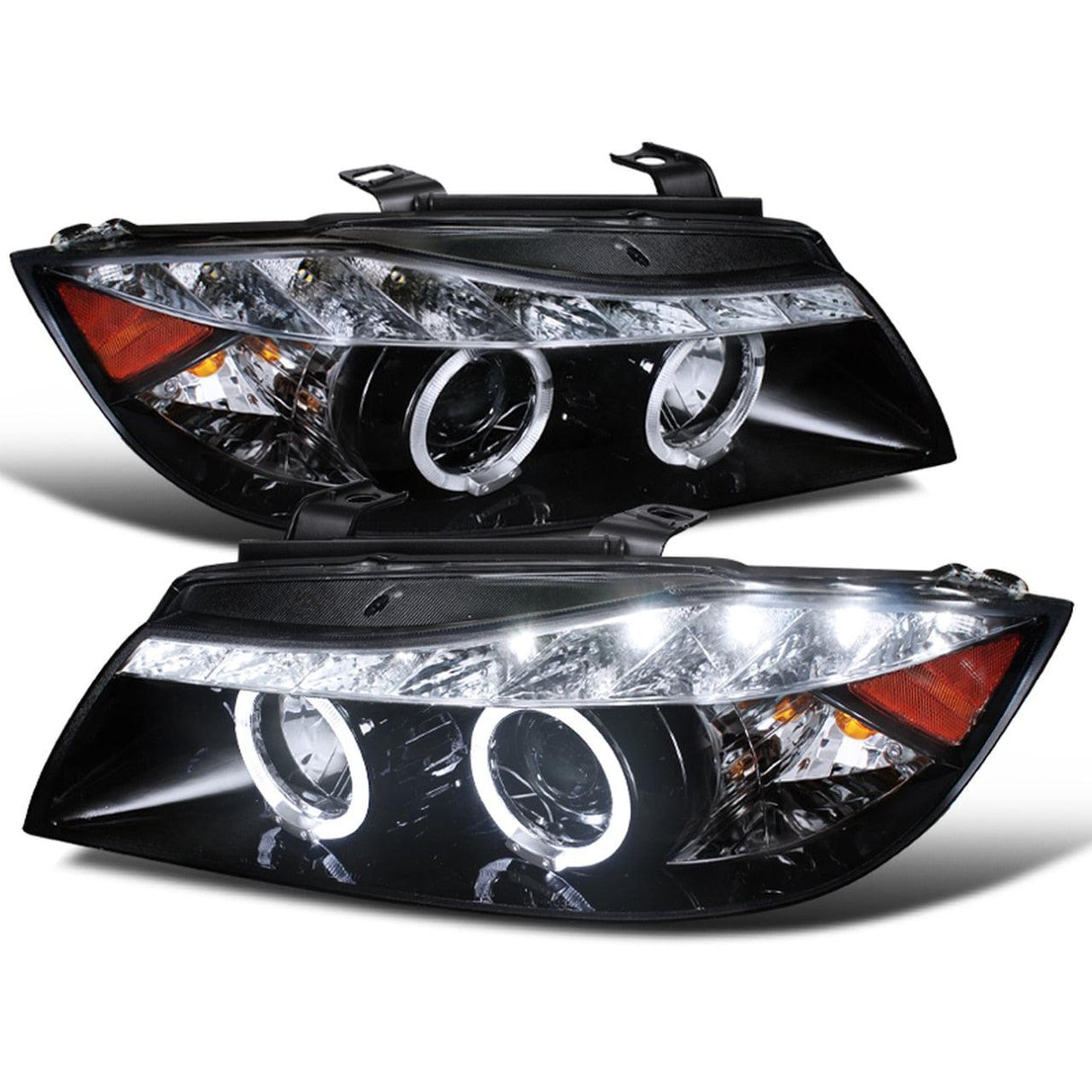 Spec-D Projector Headlights BMW 325i 330i 335i E90 Sedan (06-08) Halo LED - Black / Chrome / Tinted
