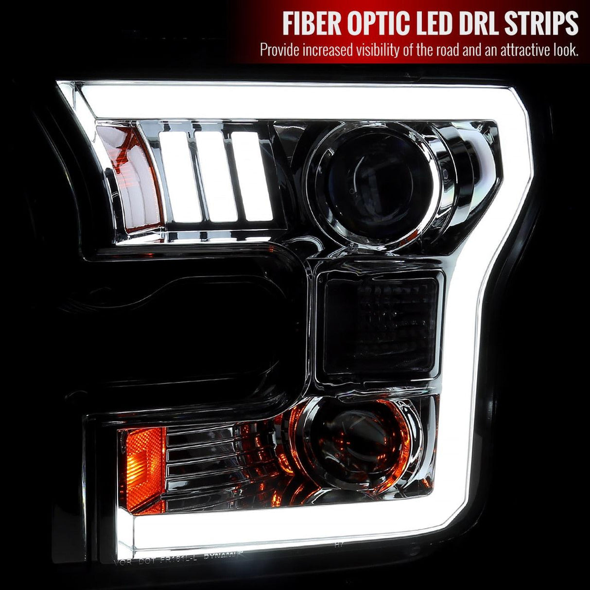 Spec-D Projector Headlights Ford F150 (2015-2016-2017) RS Triple LED - Black / Chrome / Smoke