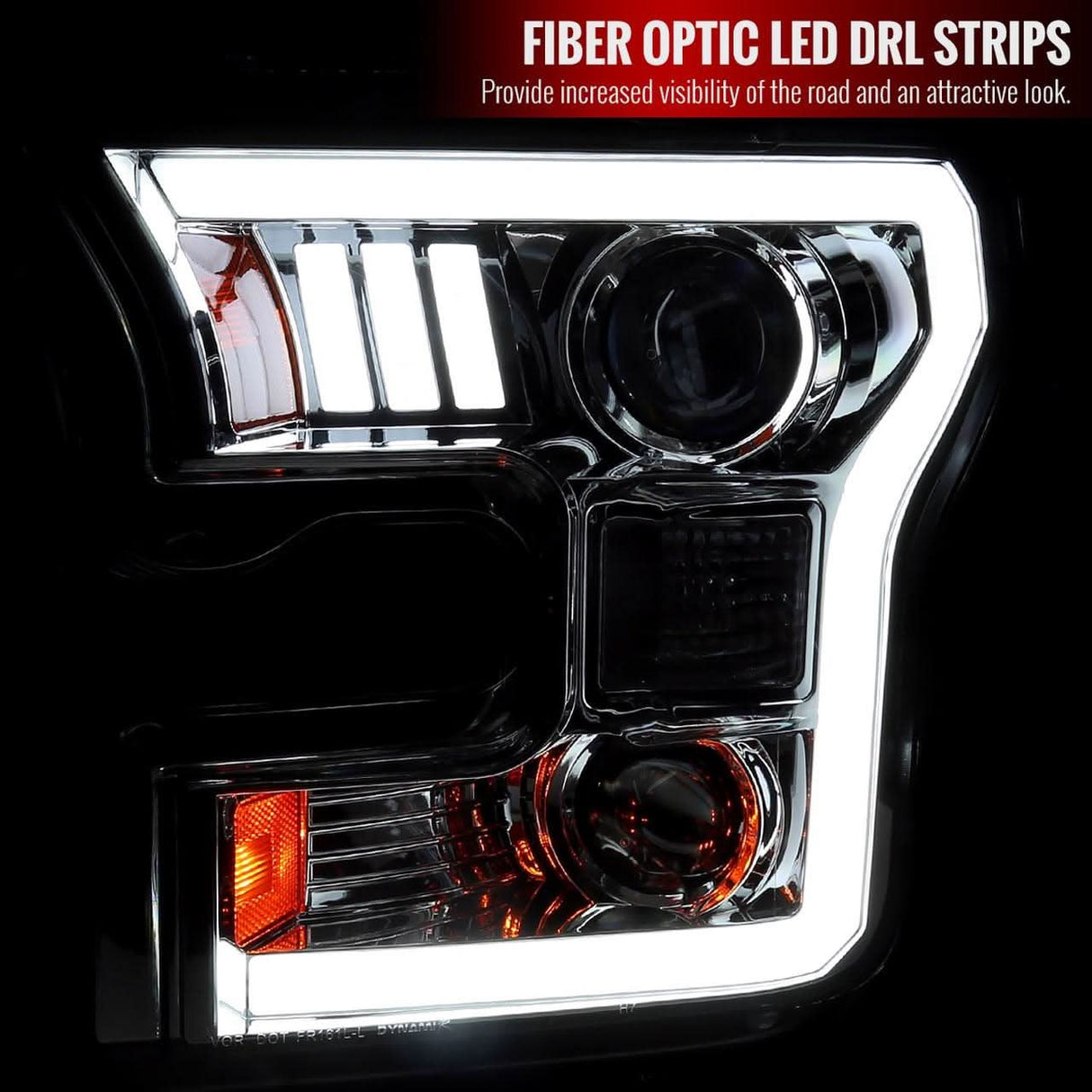 Spec-D Projector Headlights Ford F150 (2015-2016-2017) RS Triple LED - Black / Chrome / Smoke