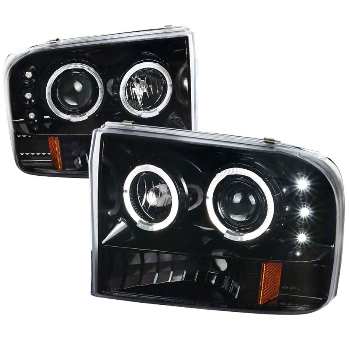 Spec-D Projector Headlights Ford F250 F350 F450 (99-04) LED Halo DRL - Black / Chrome / Smoked