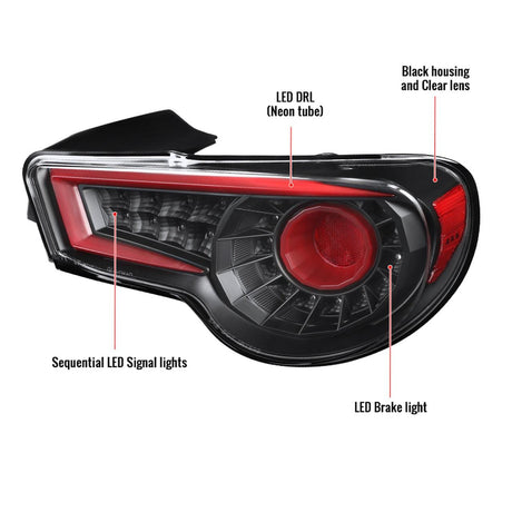 Tail Lights Scion FRS / Subaru BRZ (13-16) Sequential - Pearl Black or Red - K2 Industries