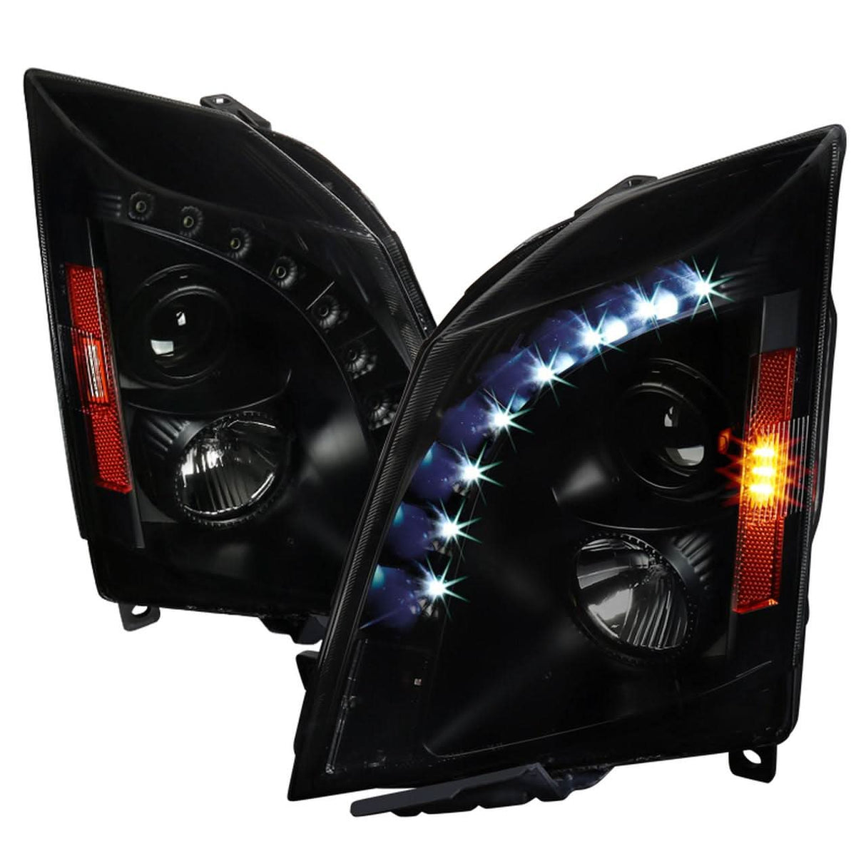 Spec-D Projector Headlights Cadillac CTS (2008-2014) w/ LED Strip - Black or Chrome