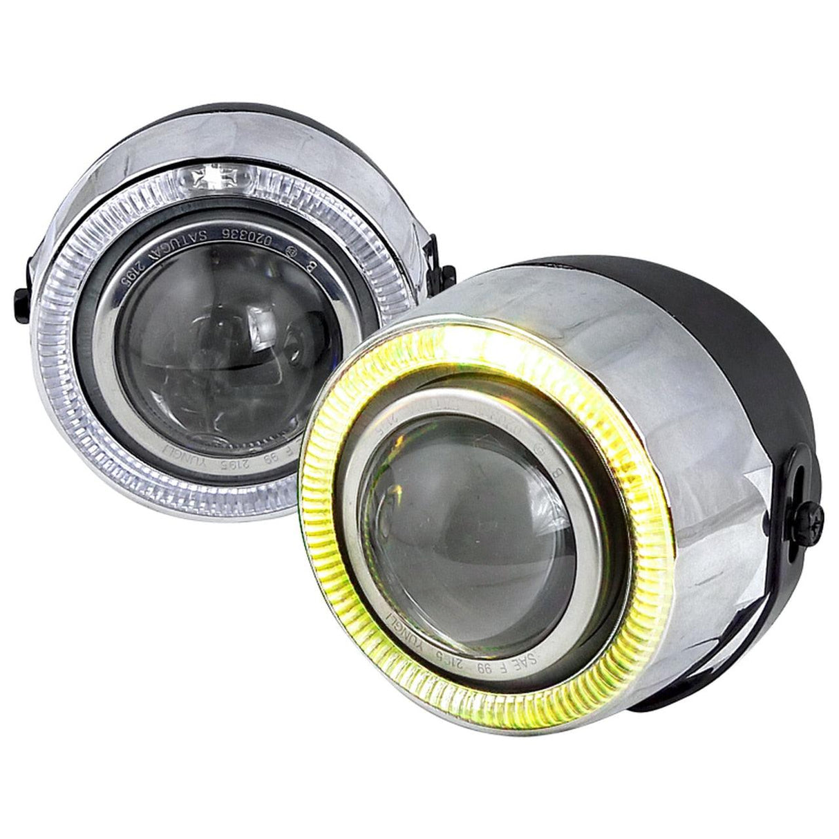 Spec-D Universal Projector Fog Lights Kit w/ RGB LED Halo Rim (Chrome Housing/Clear Lens)