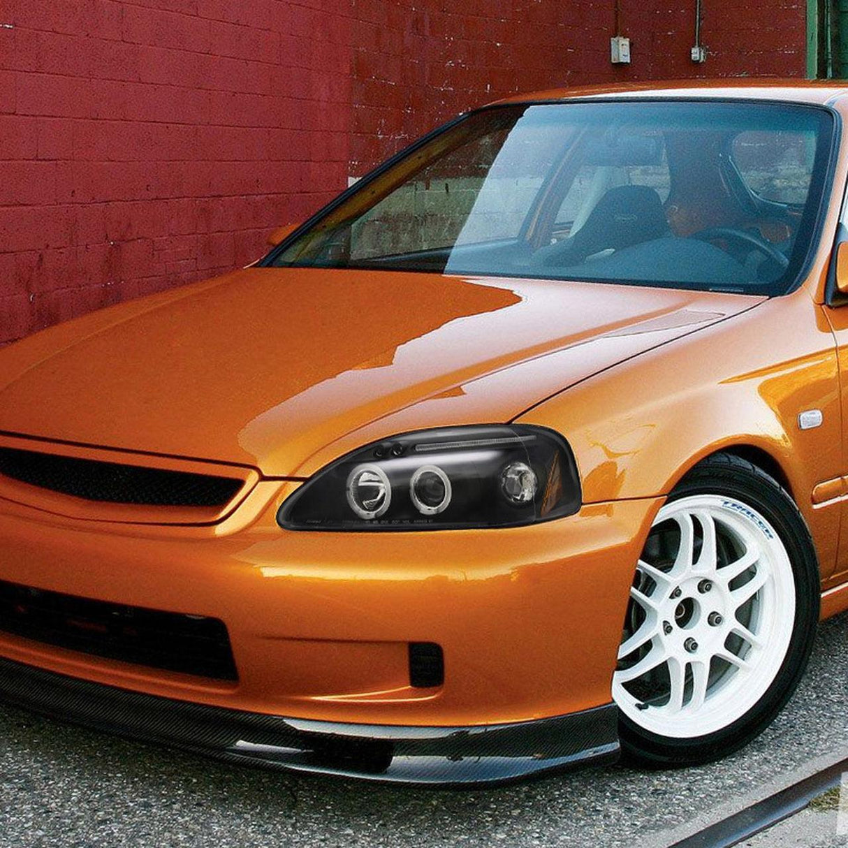 Spec-D Projector Headlights Honda Civic EK (99-00) Dual Halo LED - Black or Chrome