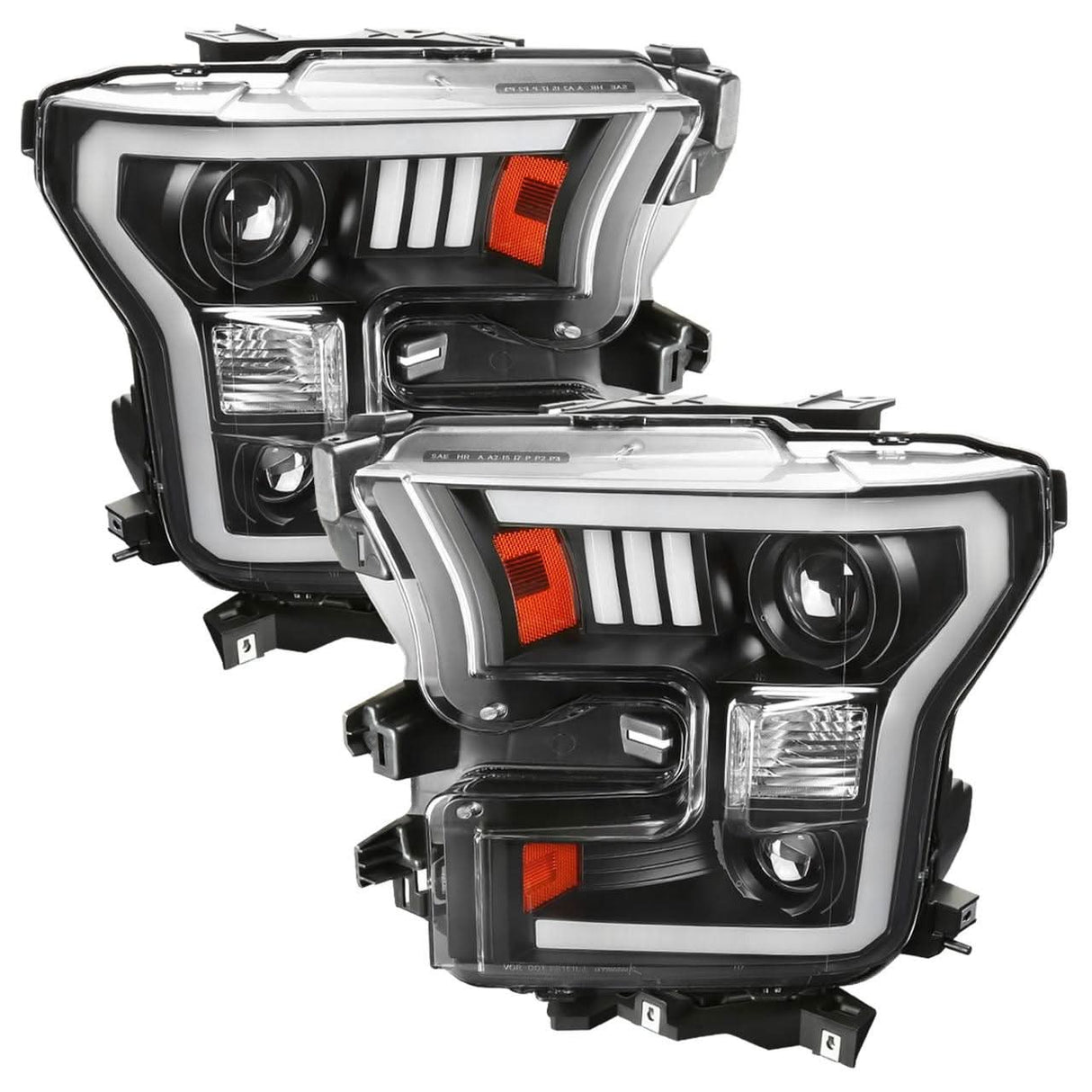 Spec-D Projector Headlights Ford F150 (2015-2016-2017) RS Triple LED - Black / Chrome / Smoke