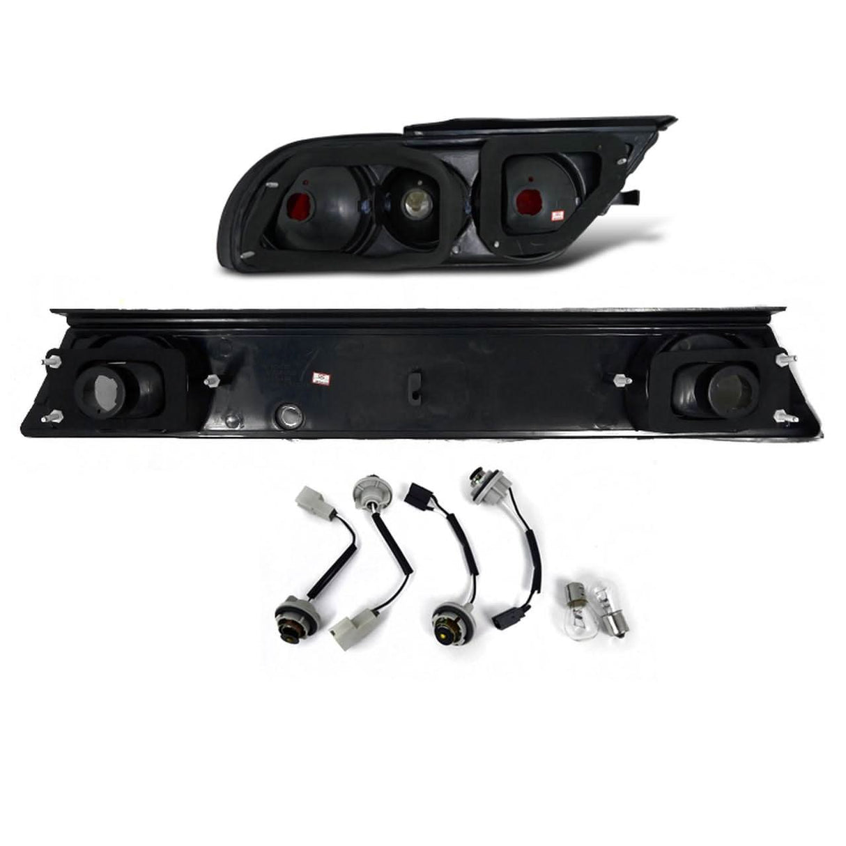 Tail Lights Nissan 240SX S13 Hatchback (89-94) w/ Center Trunk Light - Black or Red - K2 Industries