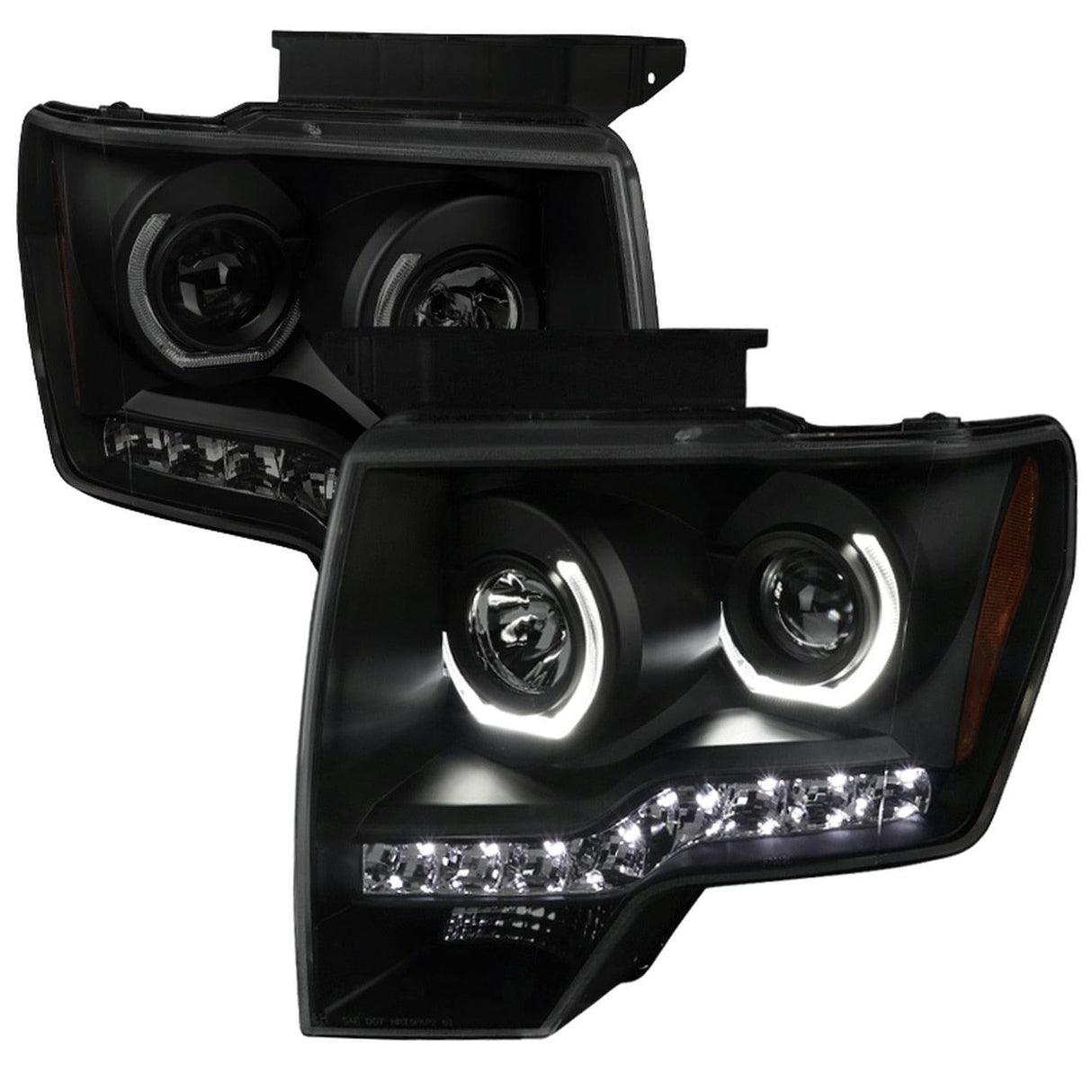 Spec-D Projector Headlights Ford F150 (09-14) Dual LED U-Ring Halo - Black / Chrome / Tinted