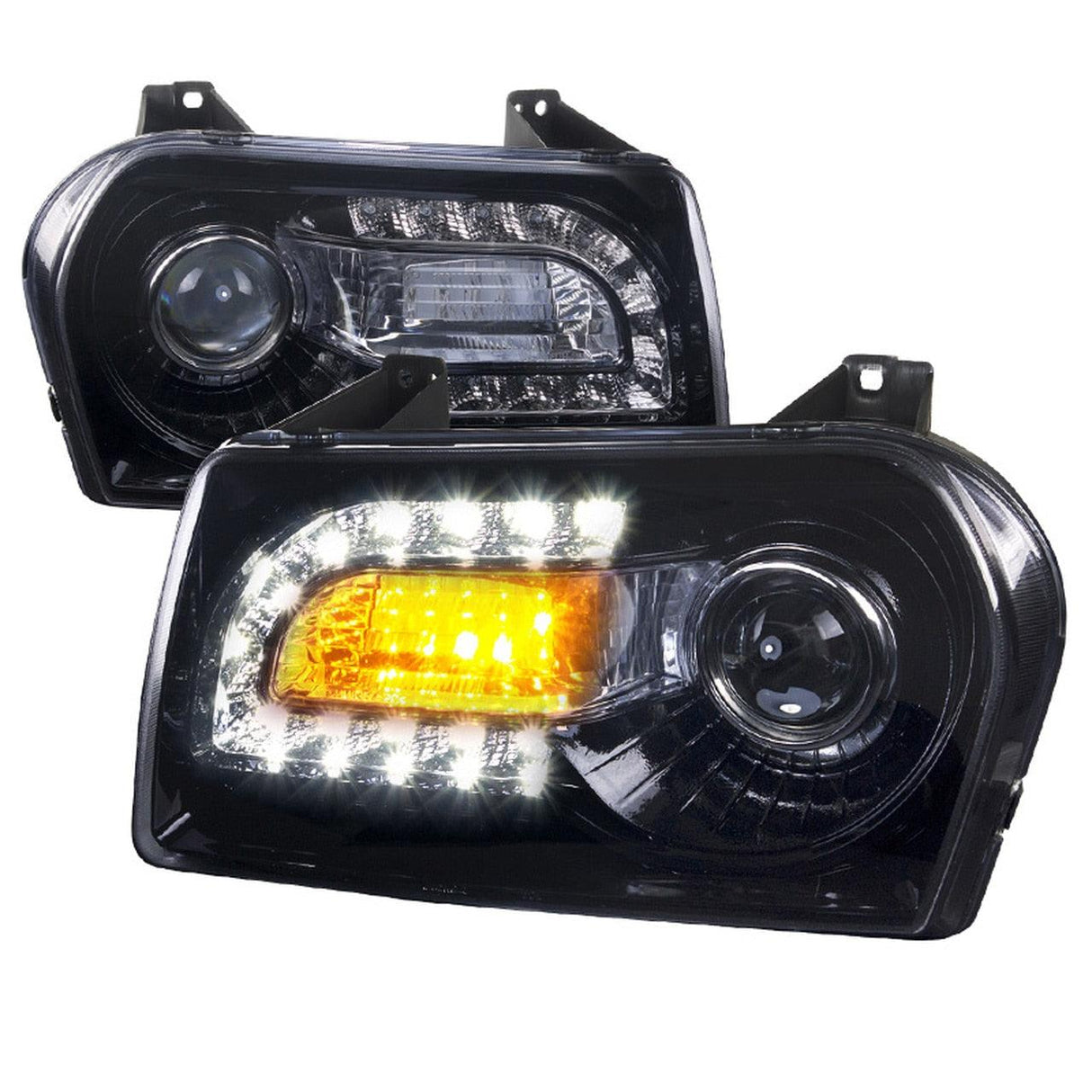 Spec-D Projector Headlights Chrysler 300 (2005-2010) w/ LED Strip - Black
