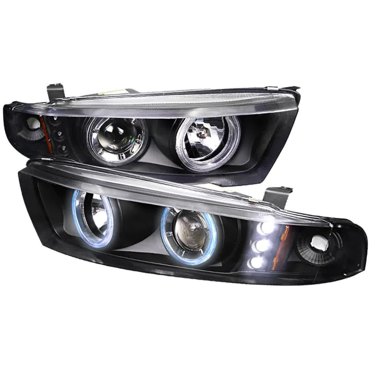 Spec-D Projector Headlights Mitsubishi Galant (1999-2003) LED Dual Halo - Black / Clear Lens
