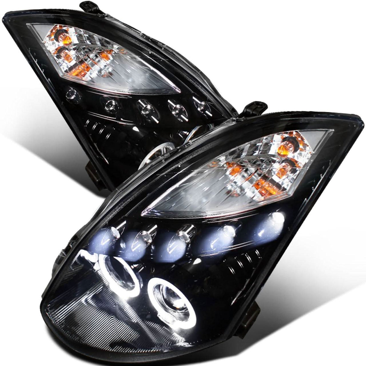 Infiniti G35 Coupe Black/Chrome/Smoke Projector Headlights with Dual Halo Feature (2003-2007) - K2 Industries