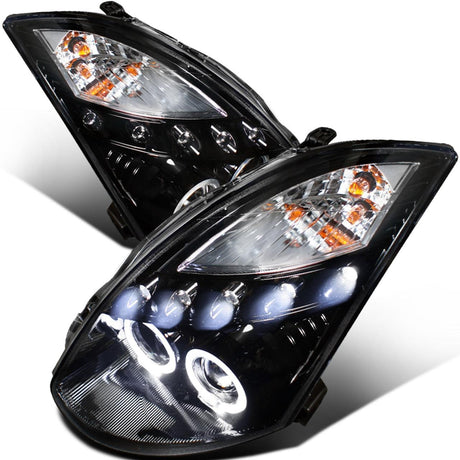 Infiniti G35 Coupe Black/Chrome/Smoke  Projector Headlights with Dual Halo Feature (2003-2007) - K2 Industries
