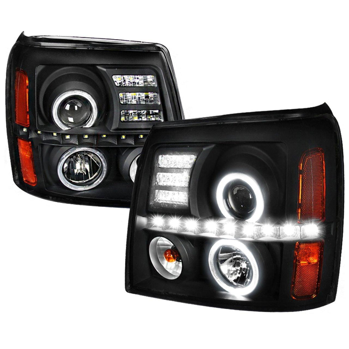 Spec-D Projector Headlights Cadillac Escalade (02-06) Dual Halo LED - Black / Chrome / Tinted