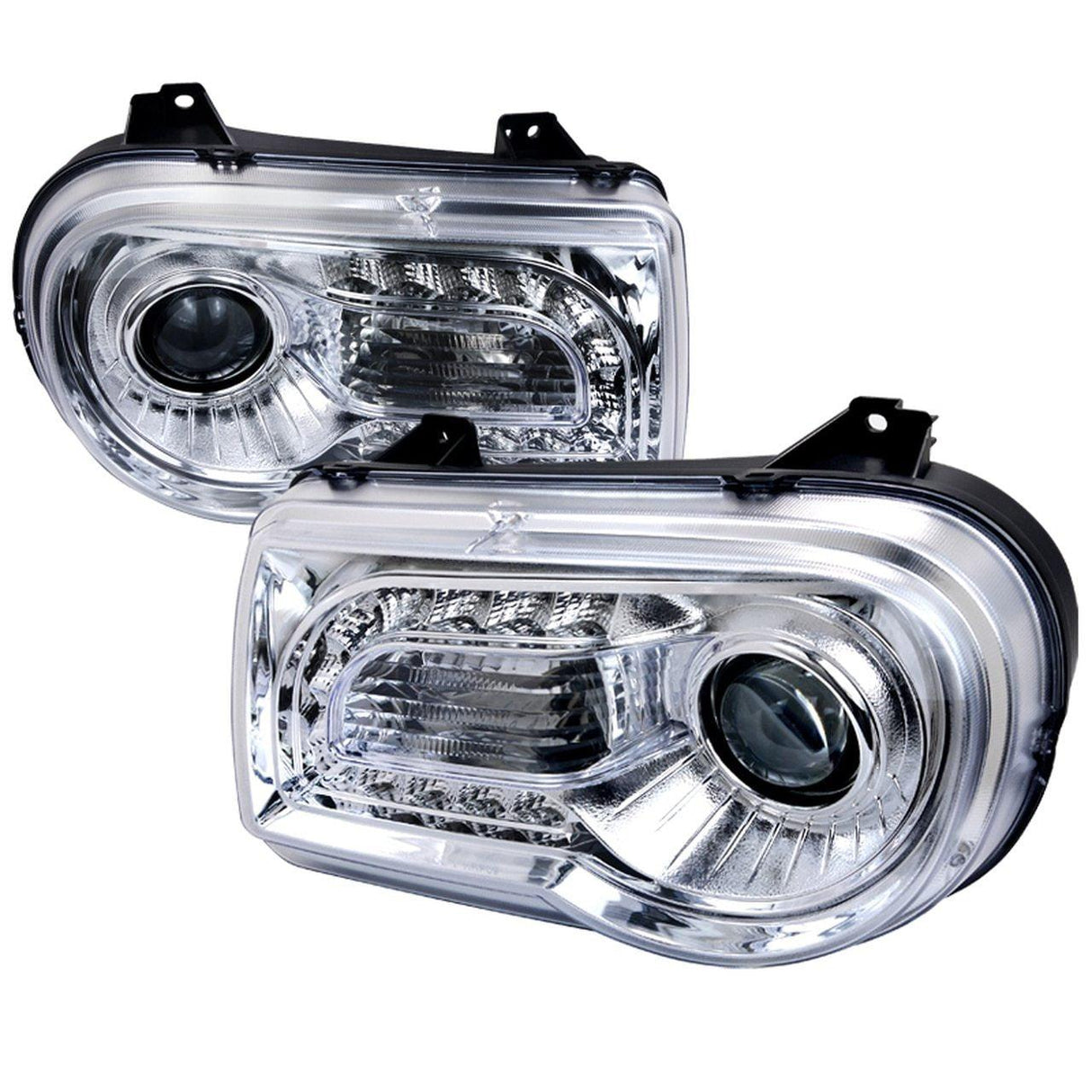 Spec-D Projector Headlights Chrysler 300C (2005-2010) w/ LED Strip - Black / Tinted / Chrome