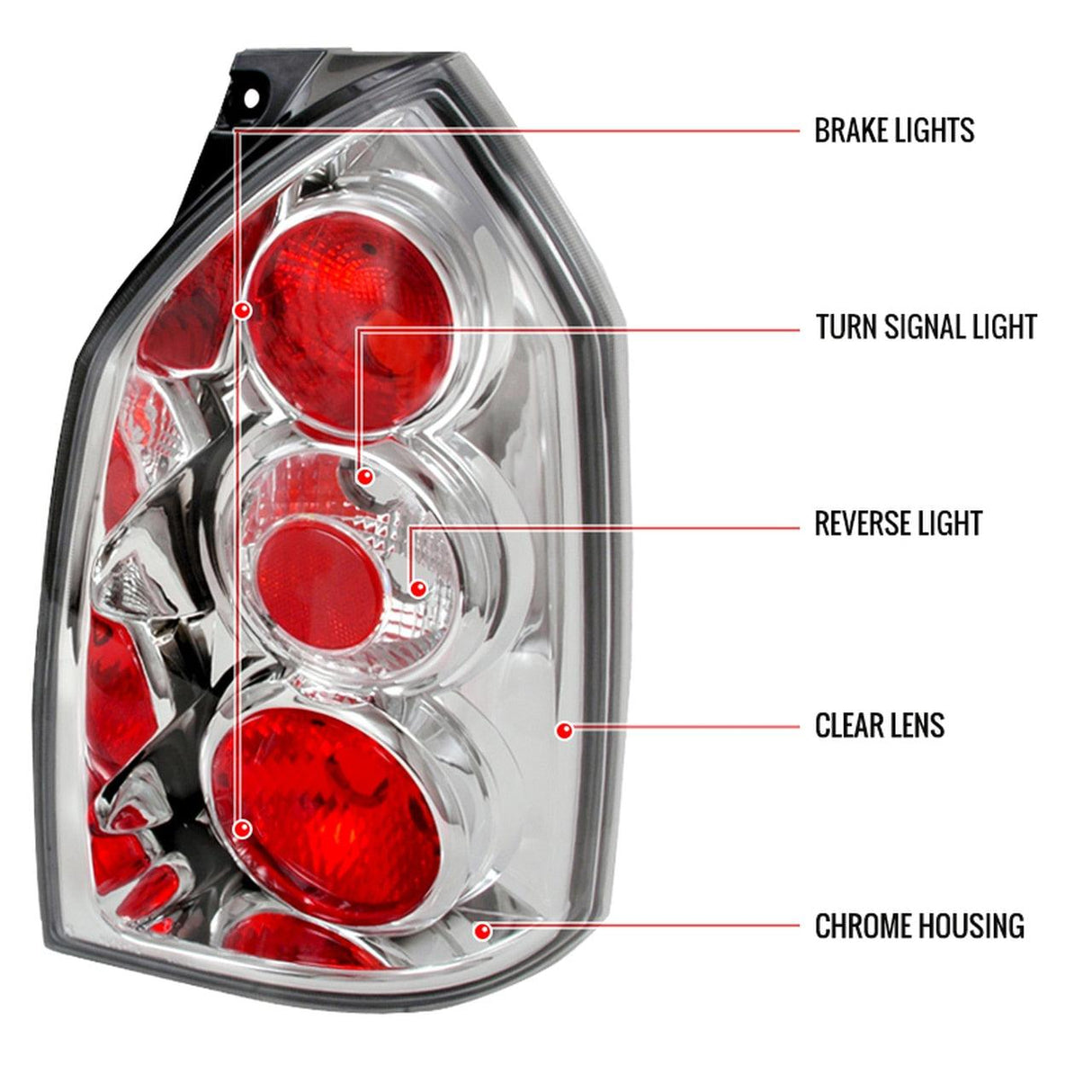 Spec-D Tail Lights Hyundai Tucson (2004-2009) Altezza Chrome / Black