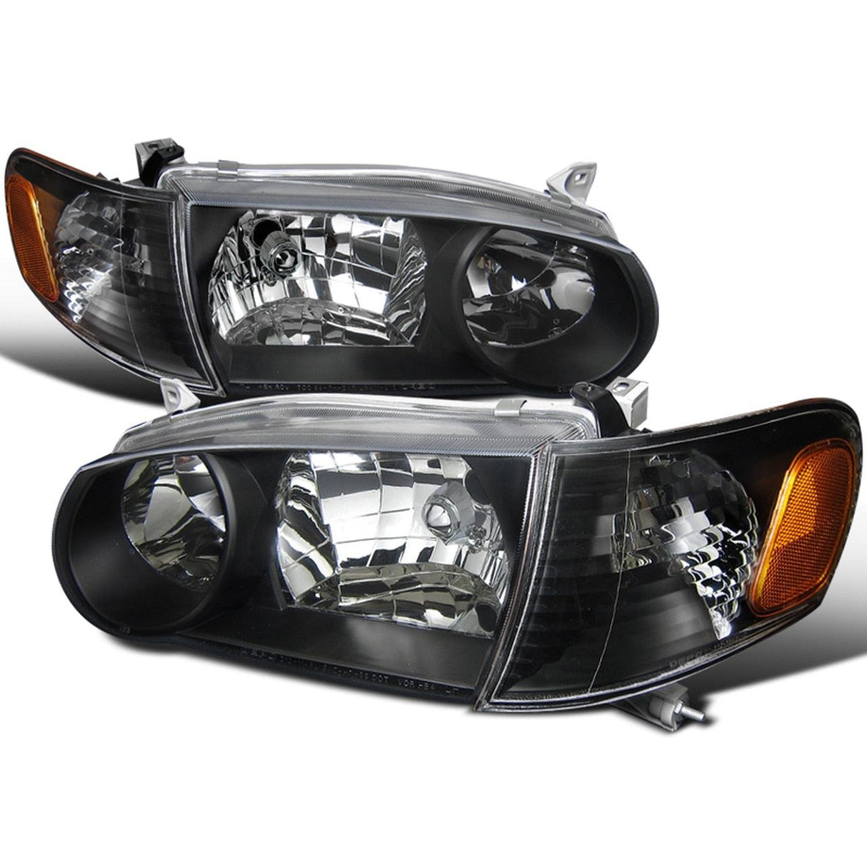 Spec-D OEM Replacement Headlights Toyota Corolla (01-02) w/ Corner Lights & Amber Reflectors - Matte Black
