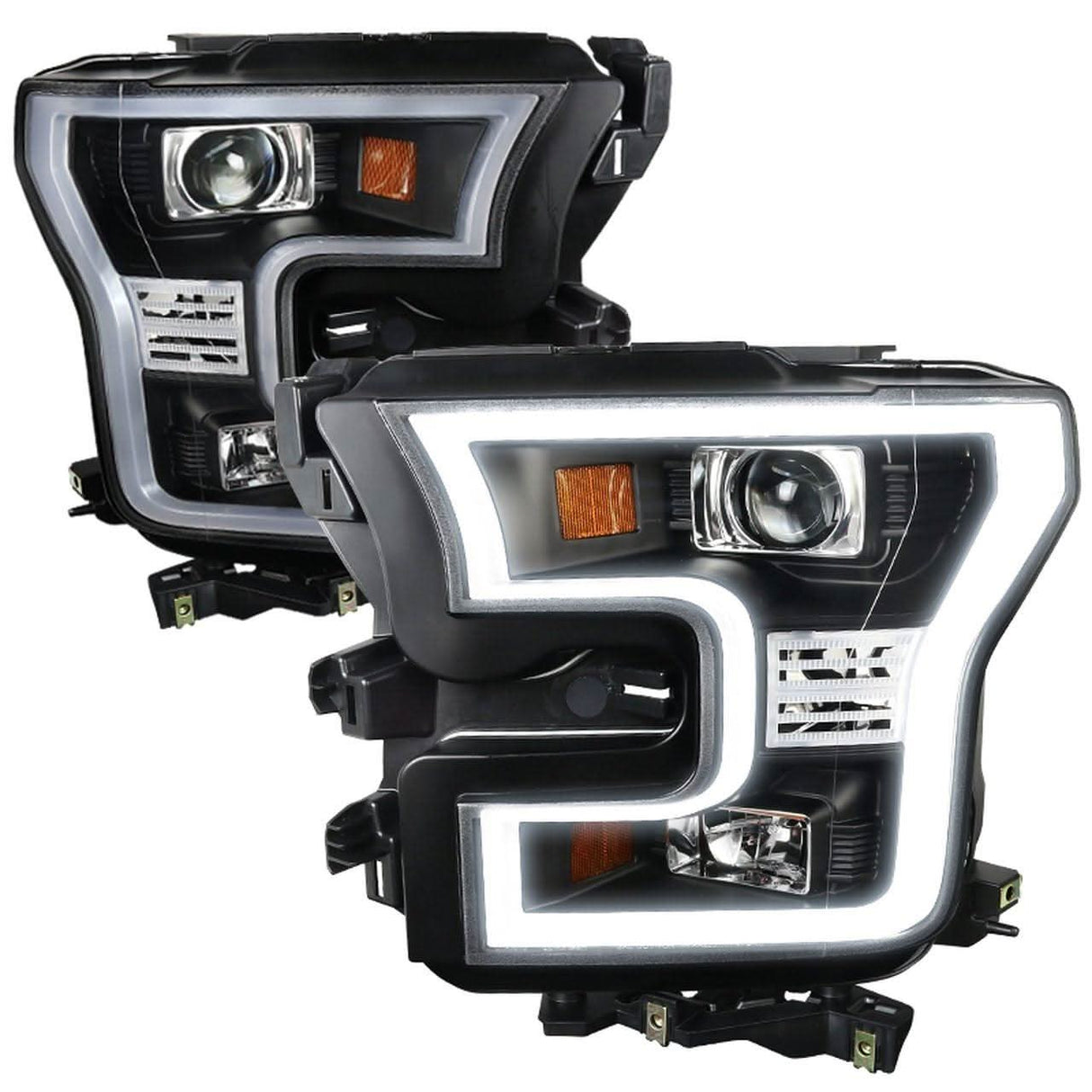 Spec-D Projector Headlights Ford F150 (2015-2016-2017) Outline LED DRL - Black / Chrome / Smoke