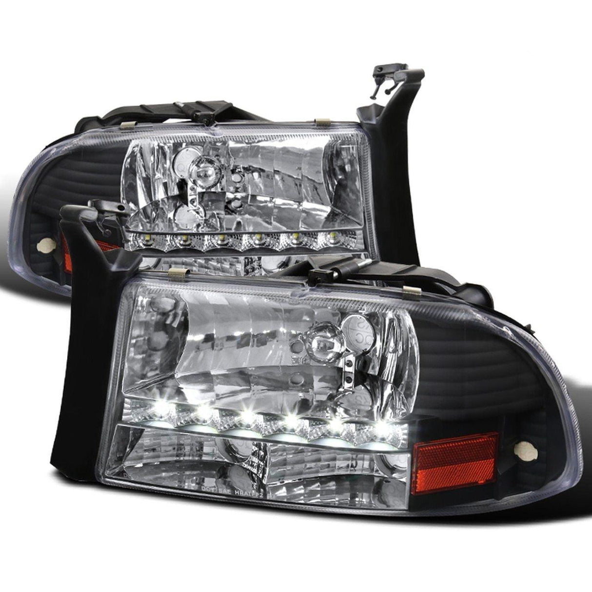 Spec-D Projector Headlights Dodge Dakota (97-04) Durango (98-03) Halo or SMD LED Strip - Black or Chrome