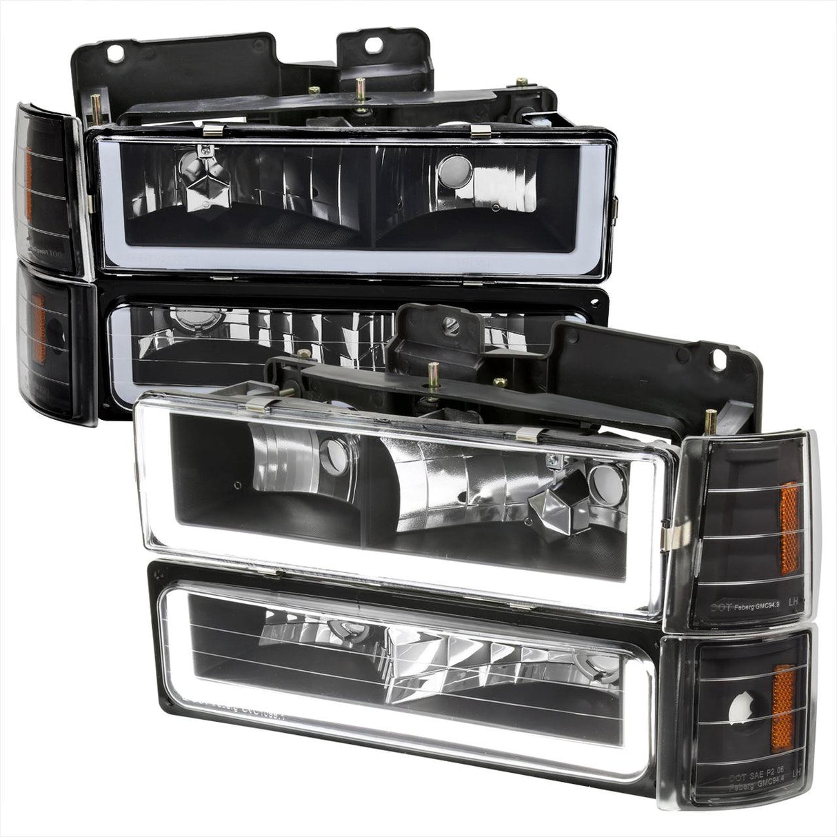 Spec-D Projector Headlights GMC C10 Full Size / Sierra / Suburban / Yukon (94-98) w/ LED Bar & Bumper / Corner