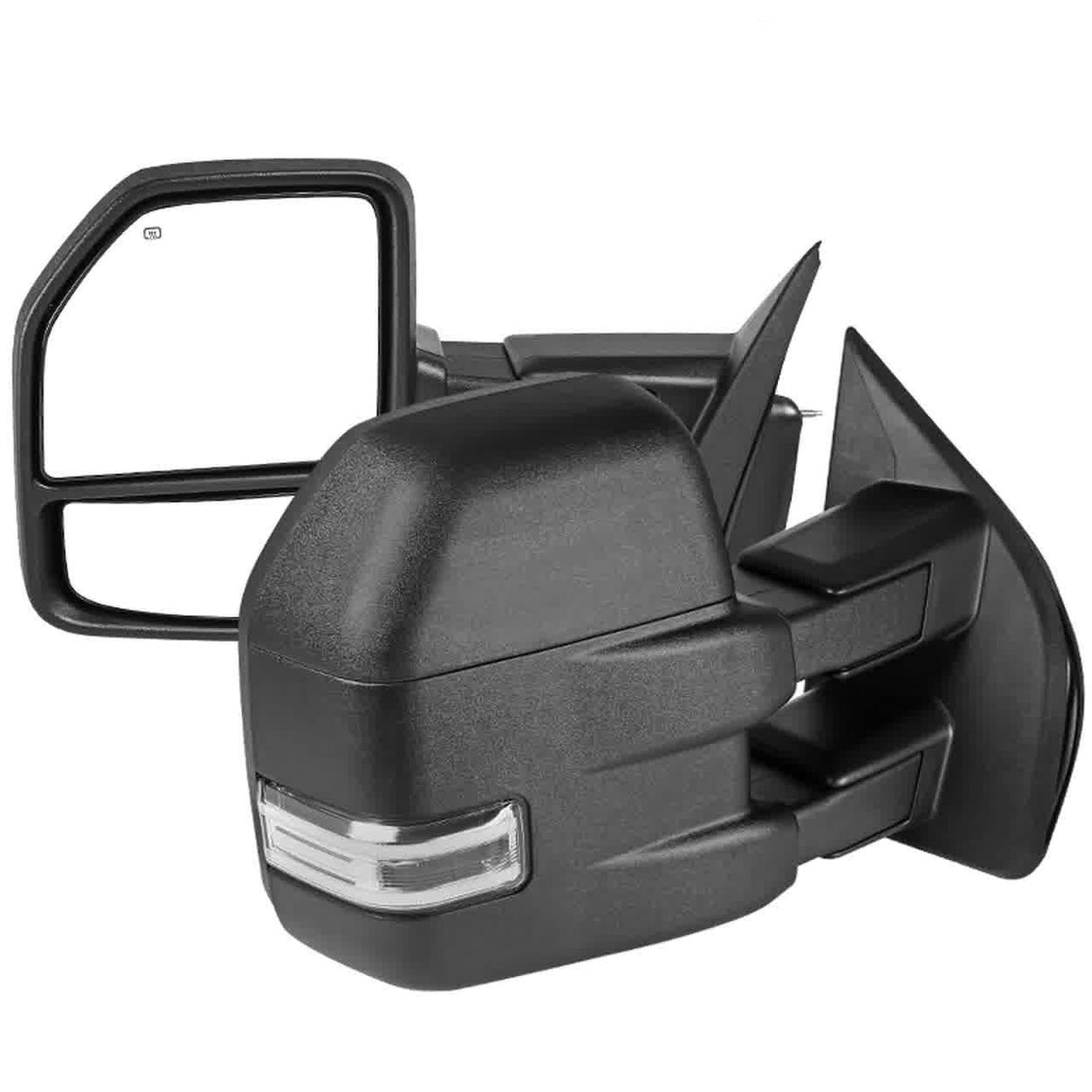 Spec-D Towing Mirrors Ford F150 (15-20) Power/Heated/Sequential LED Turn Signal, Clearance, Puddle & Auxiliary Lights - Chrome or Black