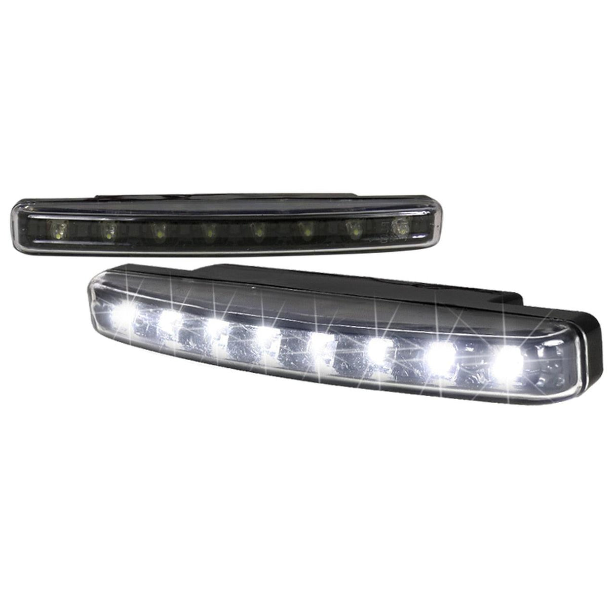 Spec-D Universal 4W 8 LED 6000K Daytime Running Lights - Matte Black or Chrome Housing