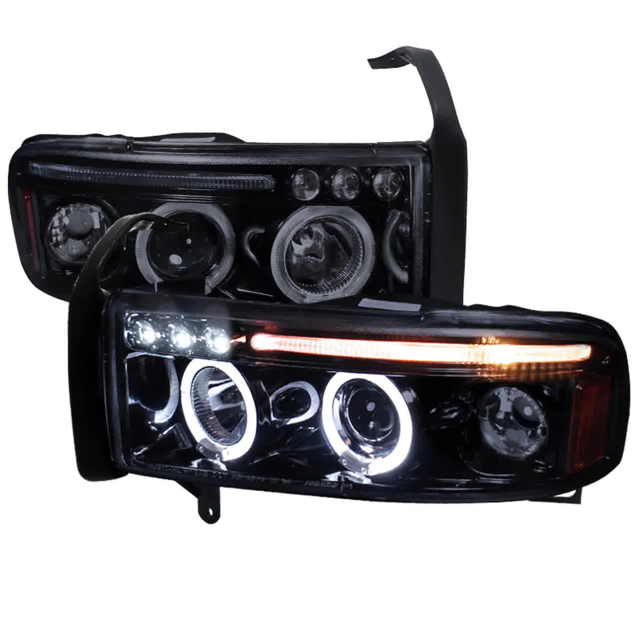 Spec-D Projector Headlights Dodge Ram (94-01) Dual LED Halo - Black or Chrome