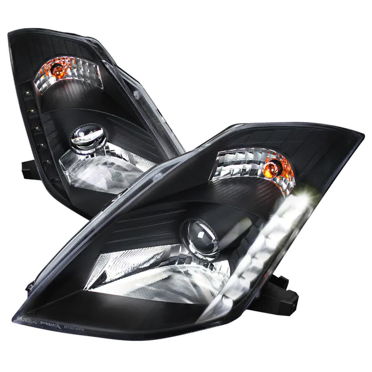 Nissan 350Z SMD LED Strip with HID Black or Chrome Projector Headlights (2003-2005) - K2 Industries