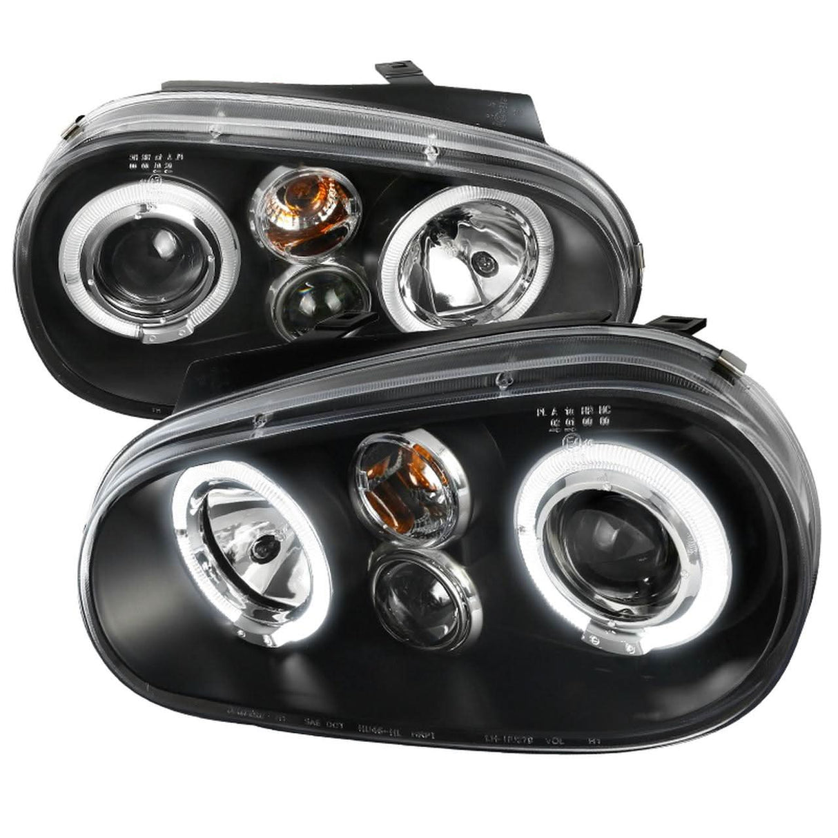 Spec-D Projector Headlights VW Golf / GTI MK4 (1999-2005) R32 (2004) Halo Black / Chrome