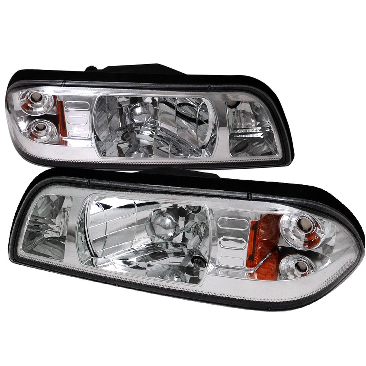 Spec-D OEM Replacement Headlights Ford Mustang Fox Body (87-93) 1 Piece - Black / Chrome
