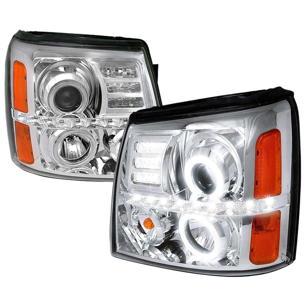 Spec-D Projector Headlights Cadillac Escalade (02-06) Dual Halo LED - Black / Chrome / Tinted