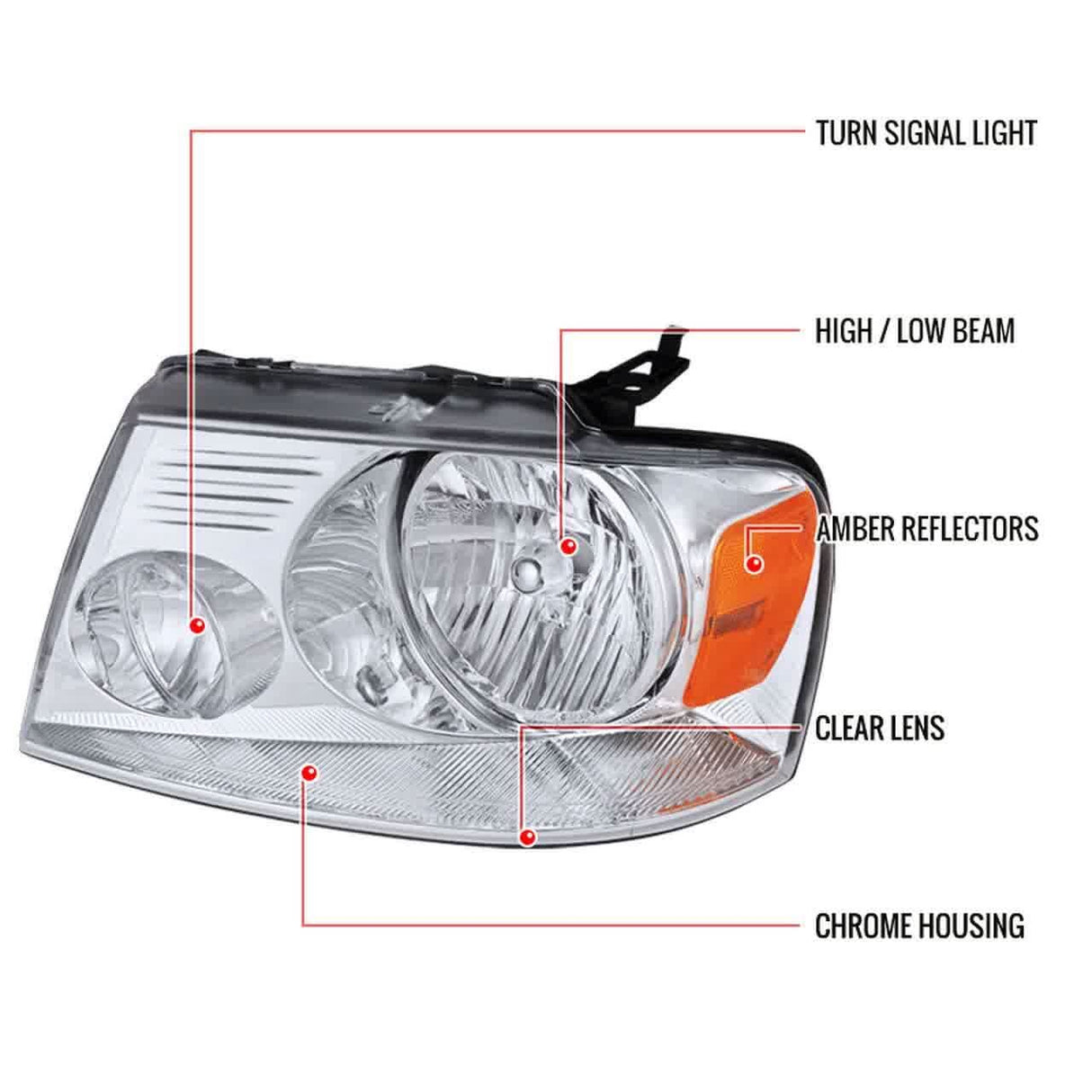 Spec-D OEM Replacement Headlights Ford F150 (04-08) Optional LED Bar - Black or Chrome