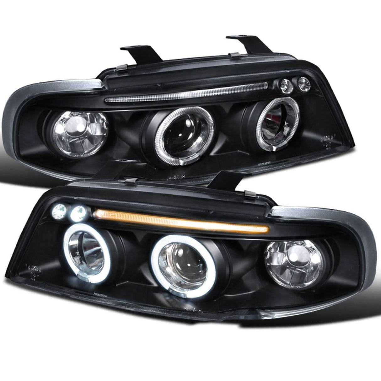 Spec-D Projector Headlights Audi A4 B5 (1996-1999) Dual Halo w/ LED - Black/Chrome