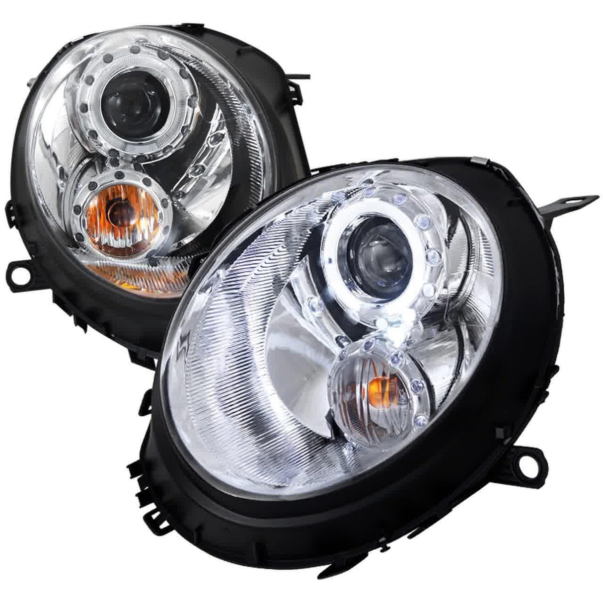 Spec-D Projector Headlights Mini Cooper R55 / R56 / R57 / R58 / R59 (07-15) LED Halo - Black or Chrome