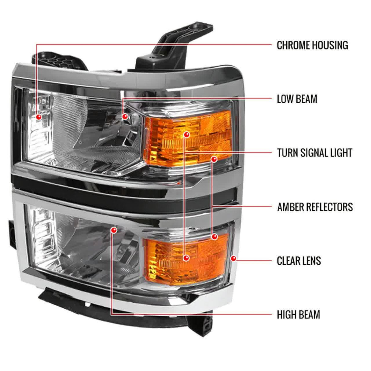 Spec-D OEM Replacement Headlights Chevy Silverado 1500 (14-15) Matte Black or Chrome Housing