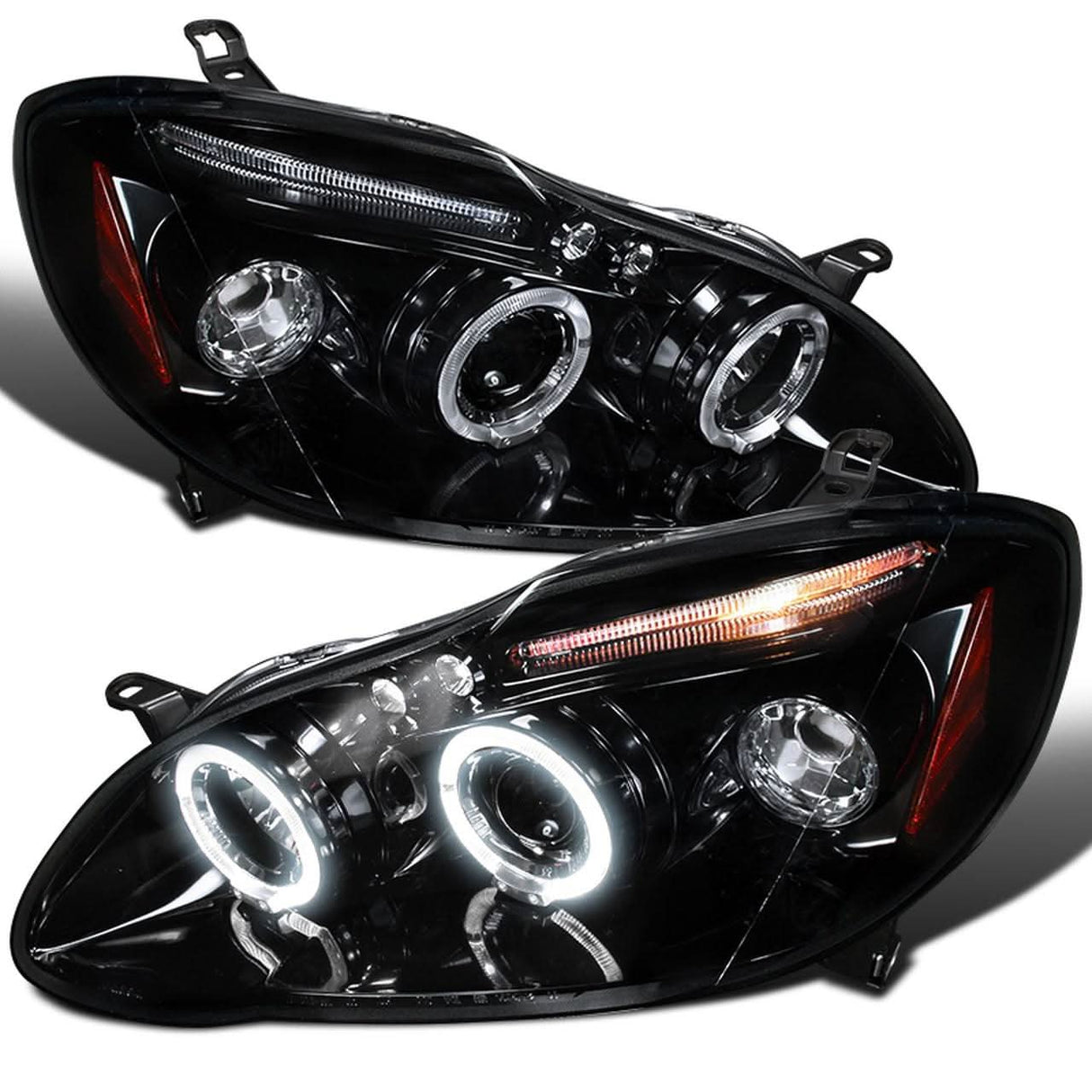 Spec-D Projector Headlights Toyota Corolla (03-08) w/ Dual LED Halo - Black or Chrome