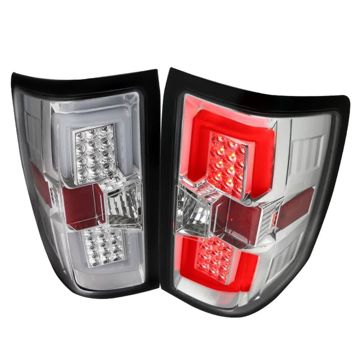 Spec-D LED Tail Lights Silverado (14-17) Sierra (15-17) w/ Red LED U-Bar Black or Chrome