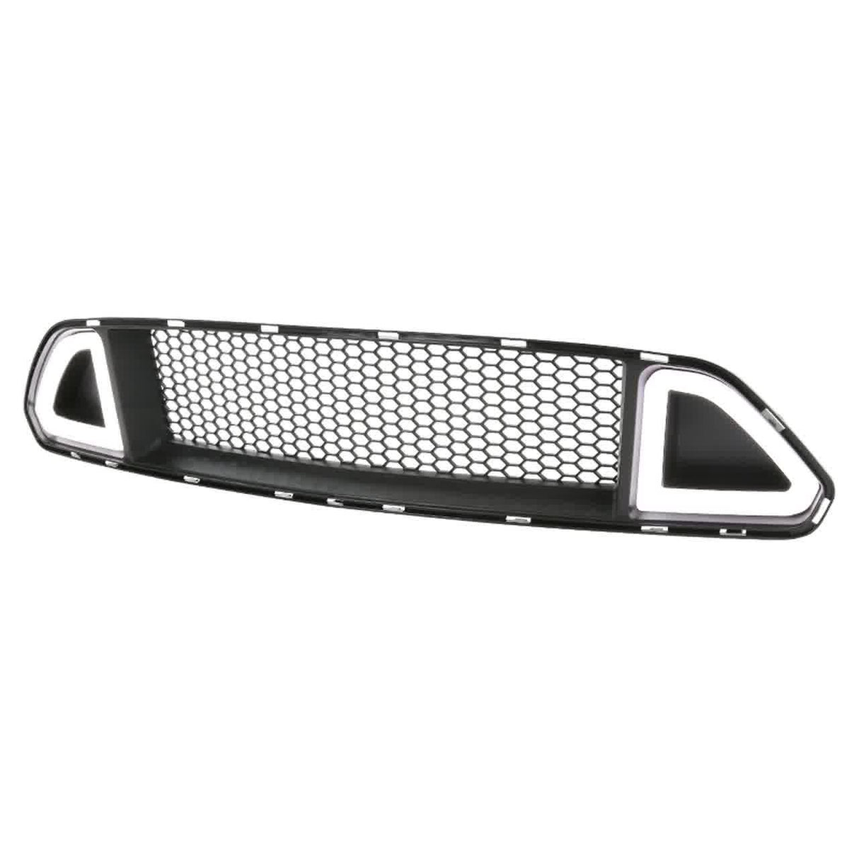 Spec-D Grill Ford Mustang S550 (15-22) Black ABS Mesh Grille w/ Dual LED Light Bar